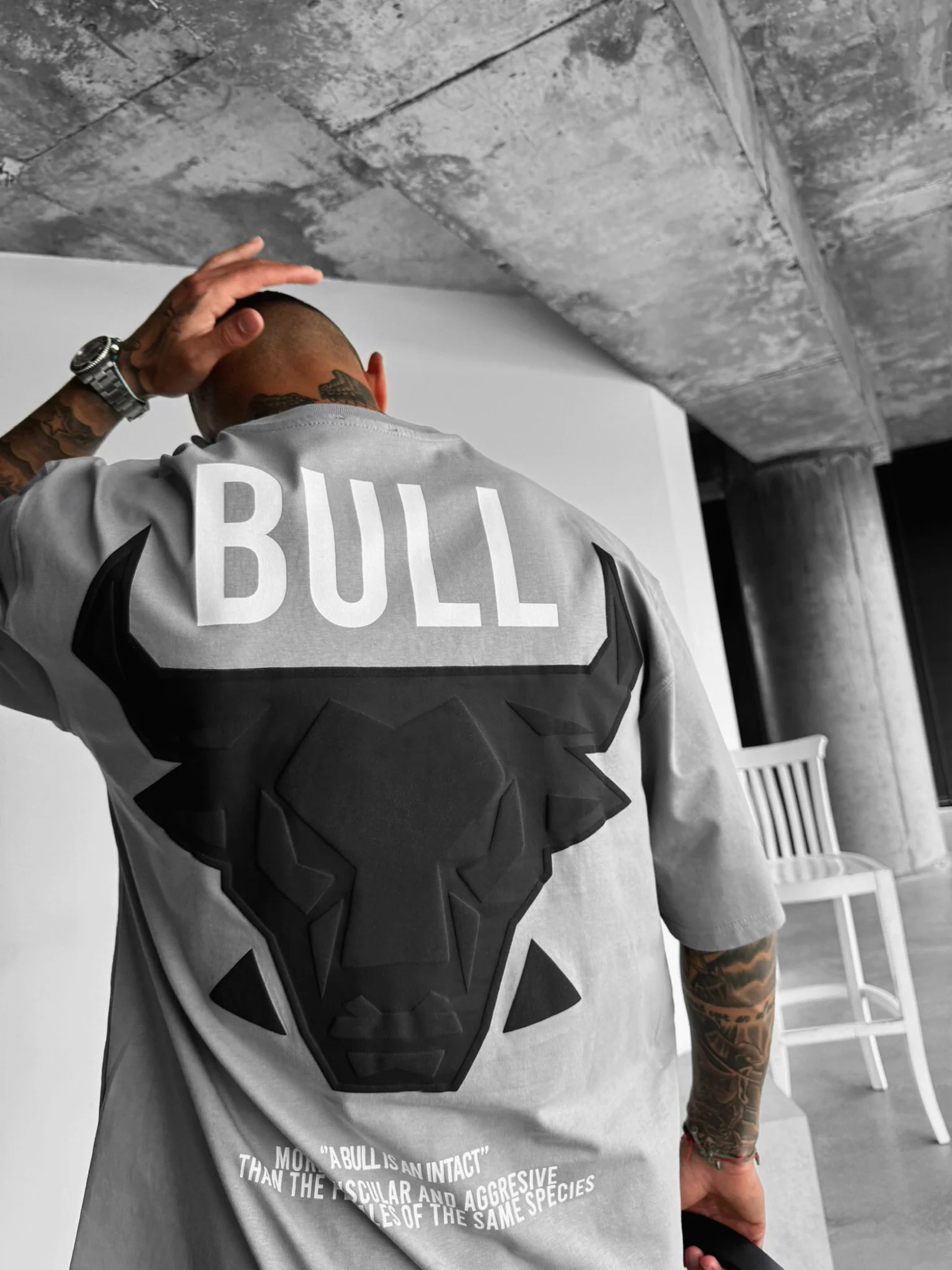 Oversize Bull T-shirt - Grey and Black - Image 3