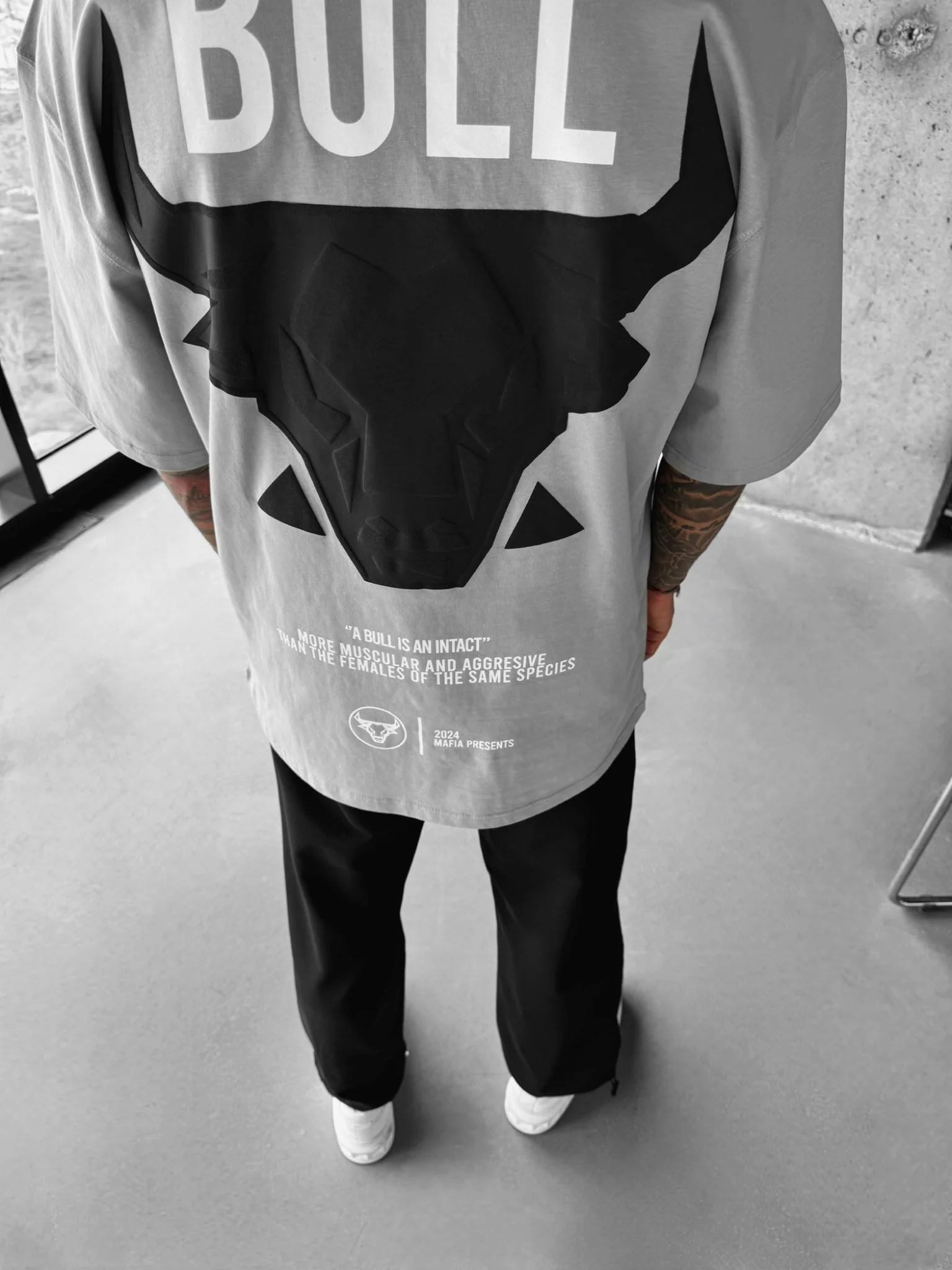 Oversize Bull T-shirt - Grey and Black - Image 5