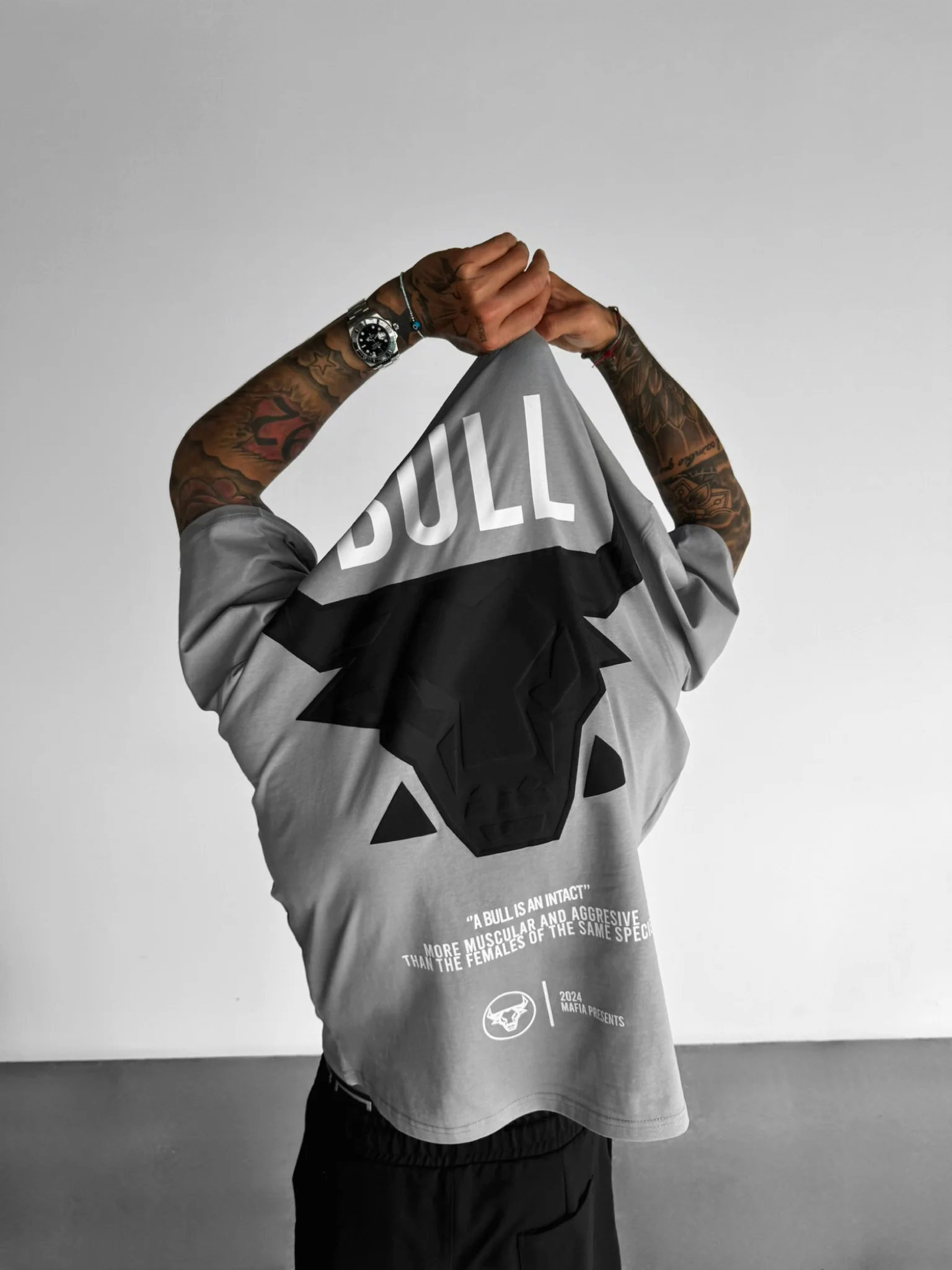 Oversize Bull T-shirt - Grey and Black - Image 8