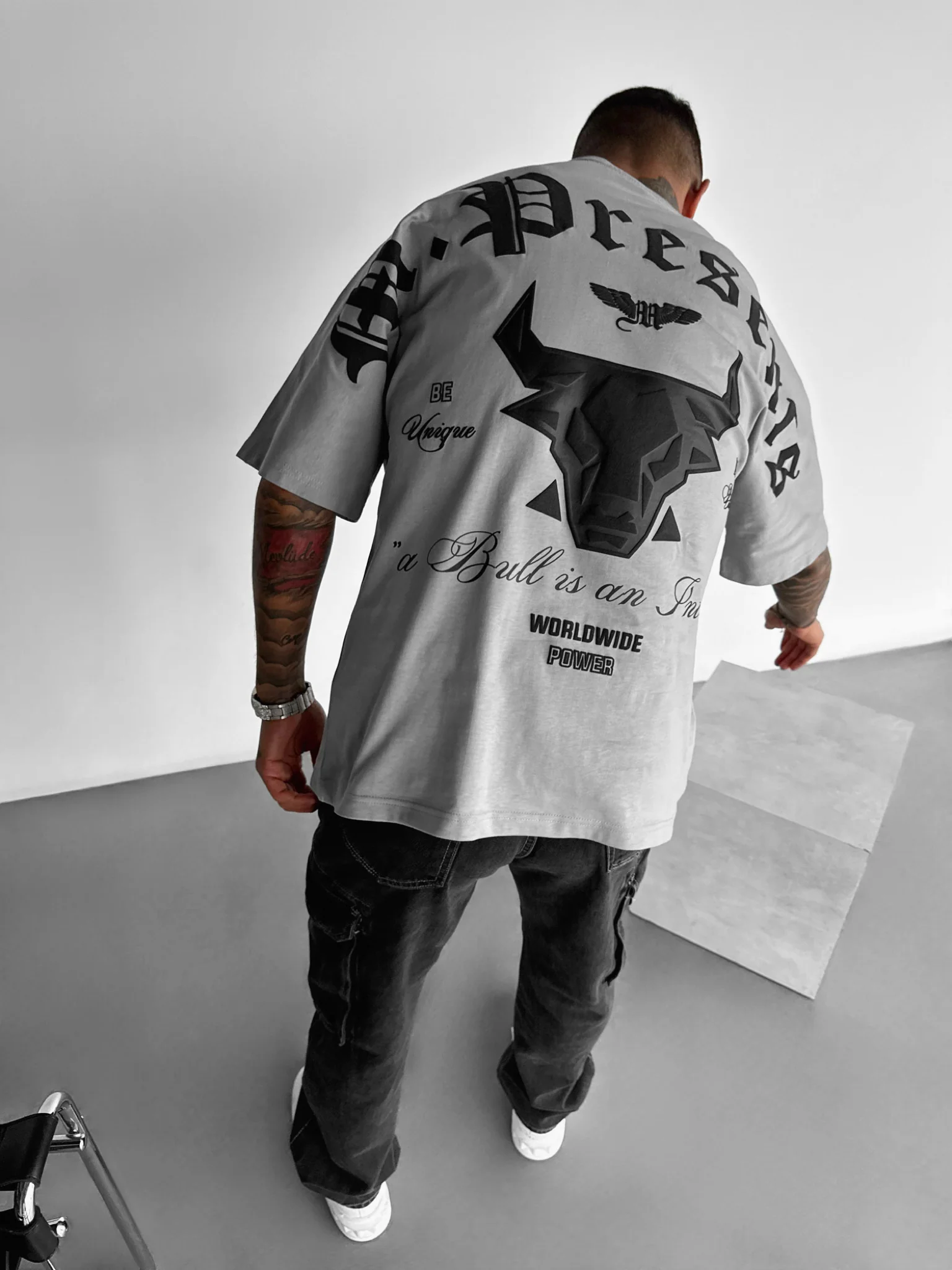 Oversize Bull Worldwide T-shirt - Grey - Image 2