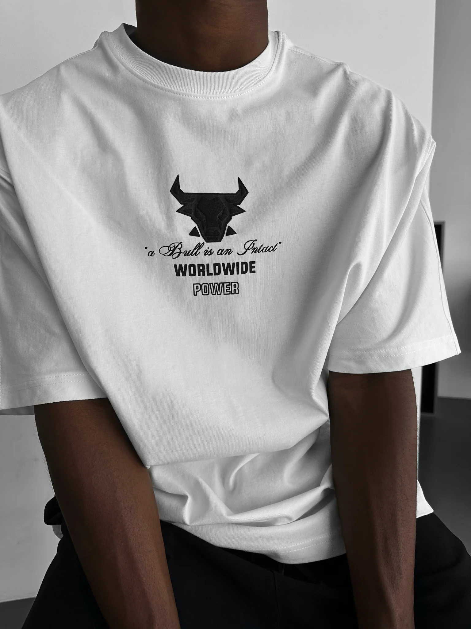 Oversize Bull Worldwide T-shirt - Ecru and Black - Image 4