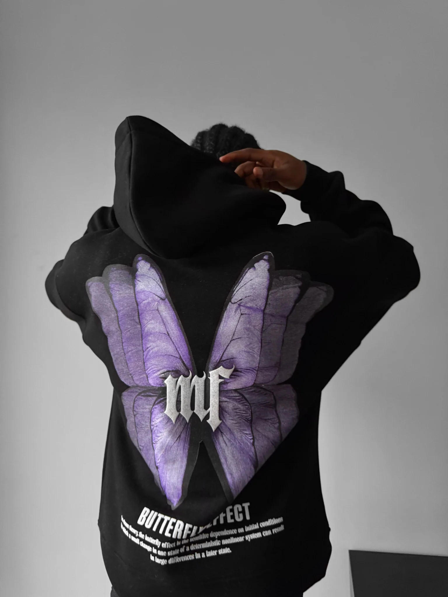 Oversize Butterfly Effect Hoodie - Black - Image 3
