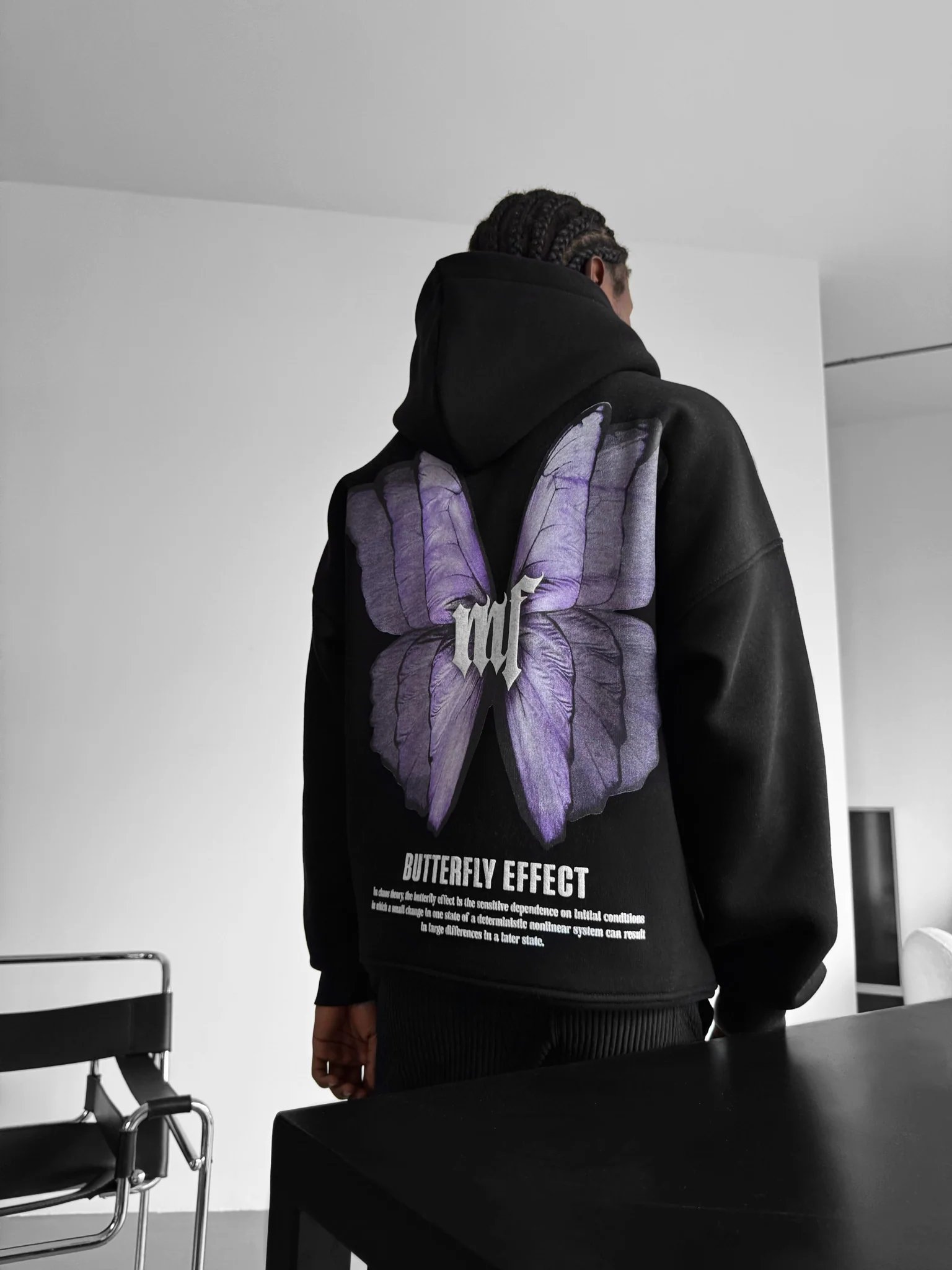 Oversize Butterfly Effect Hoodie - Black - Image 4