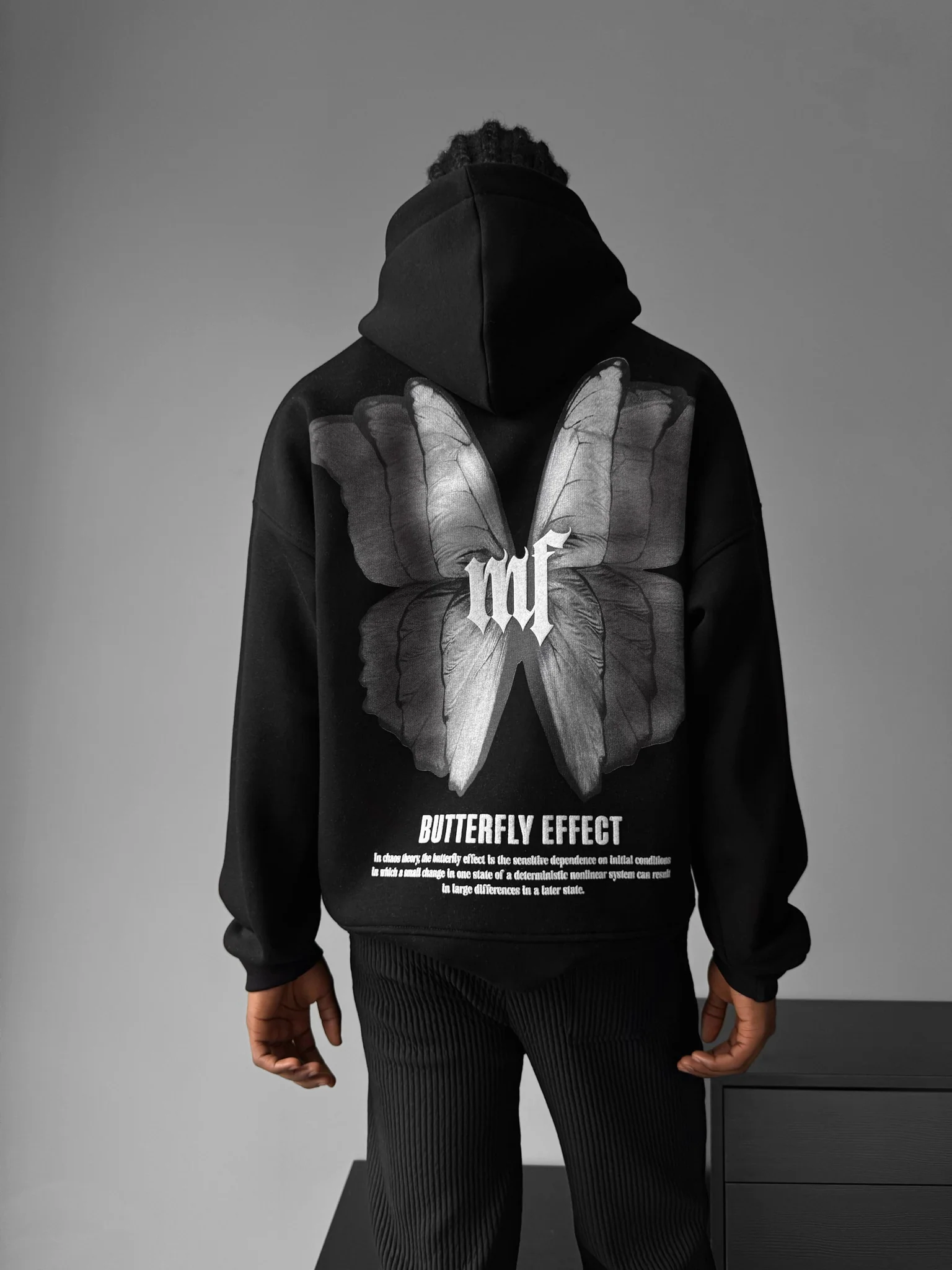 Oversize Butterfly Effect Hoodie - Black and Anthracite - Image 2