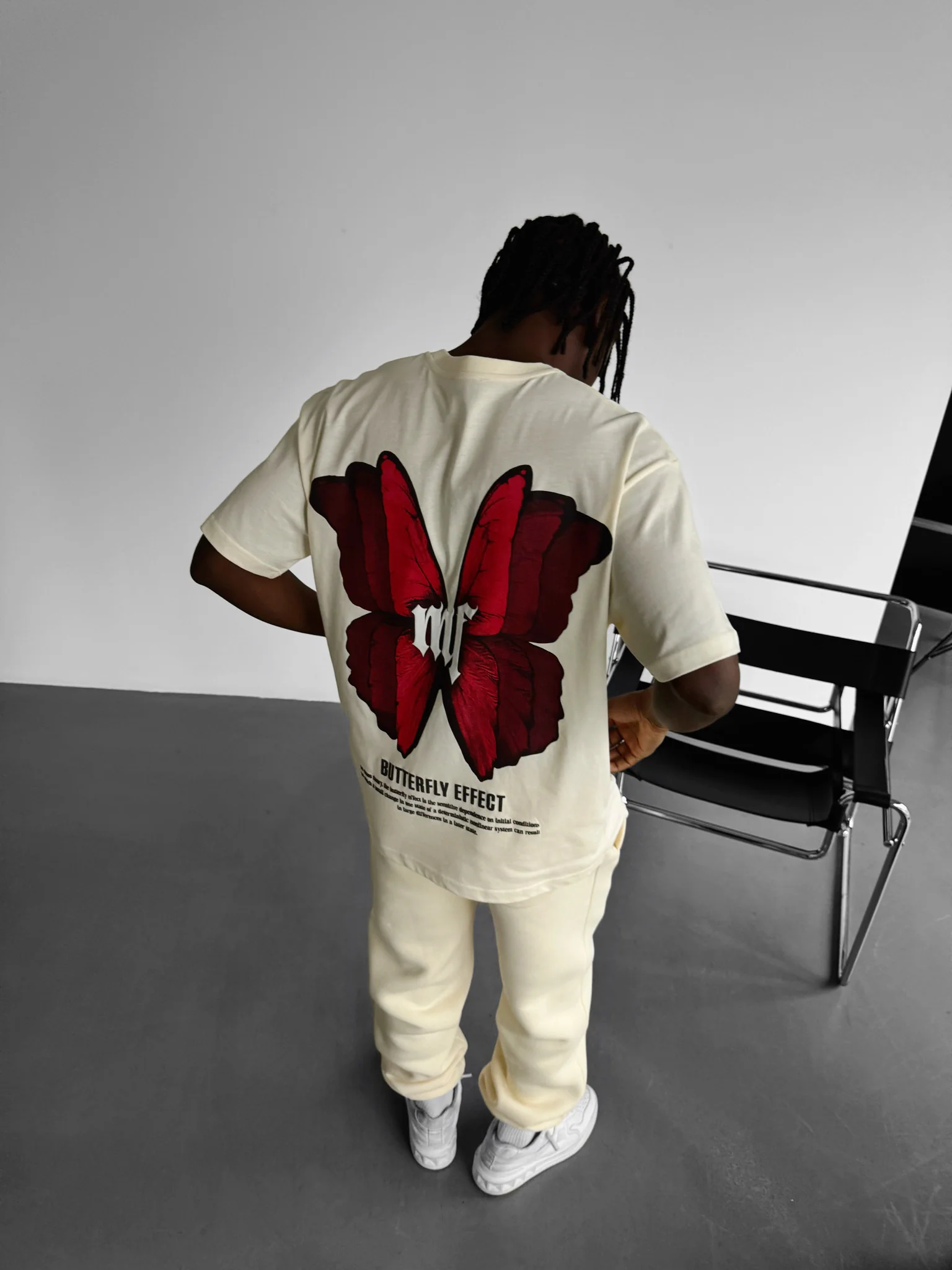 Oversize 'Butterfly Effect' T-Shirt - Antique White - Image 4