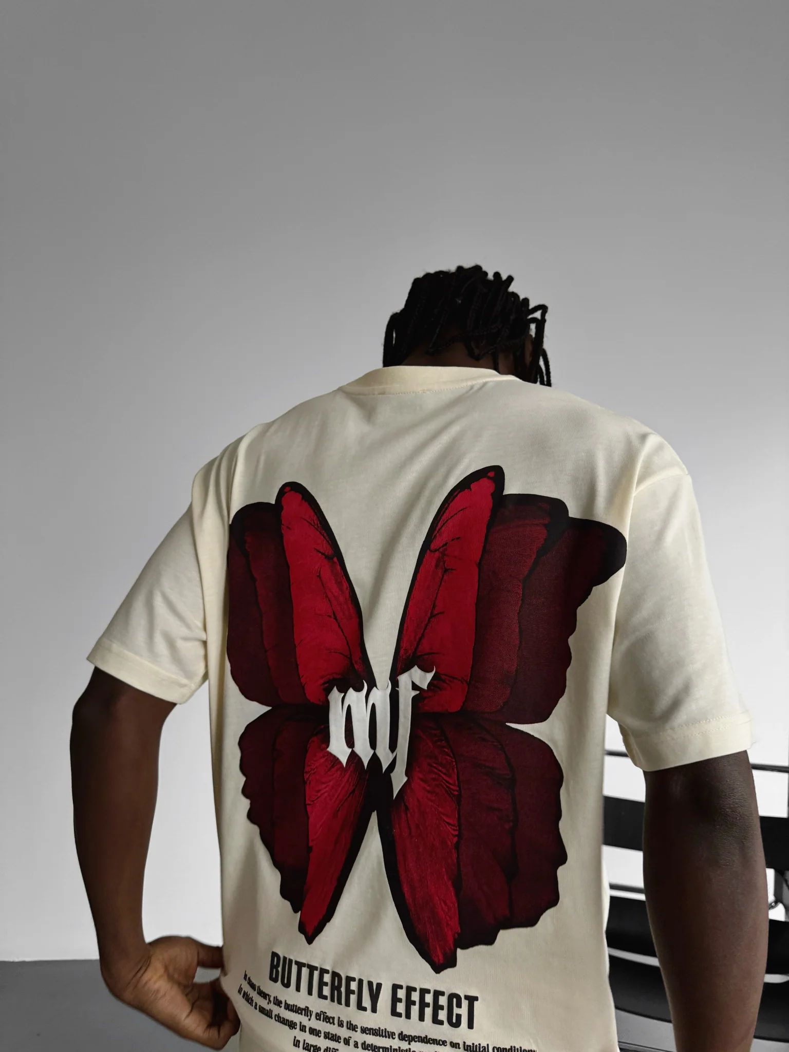 Oversize 'Butterfly Effect' T-Shirt - Antique White - Image 7