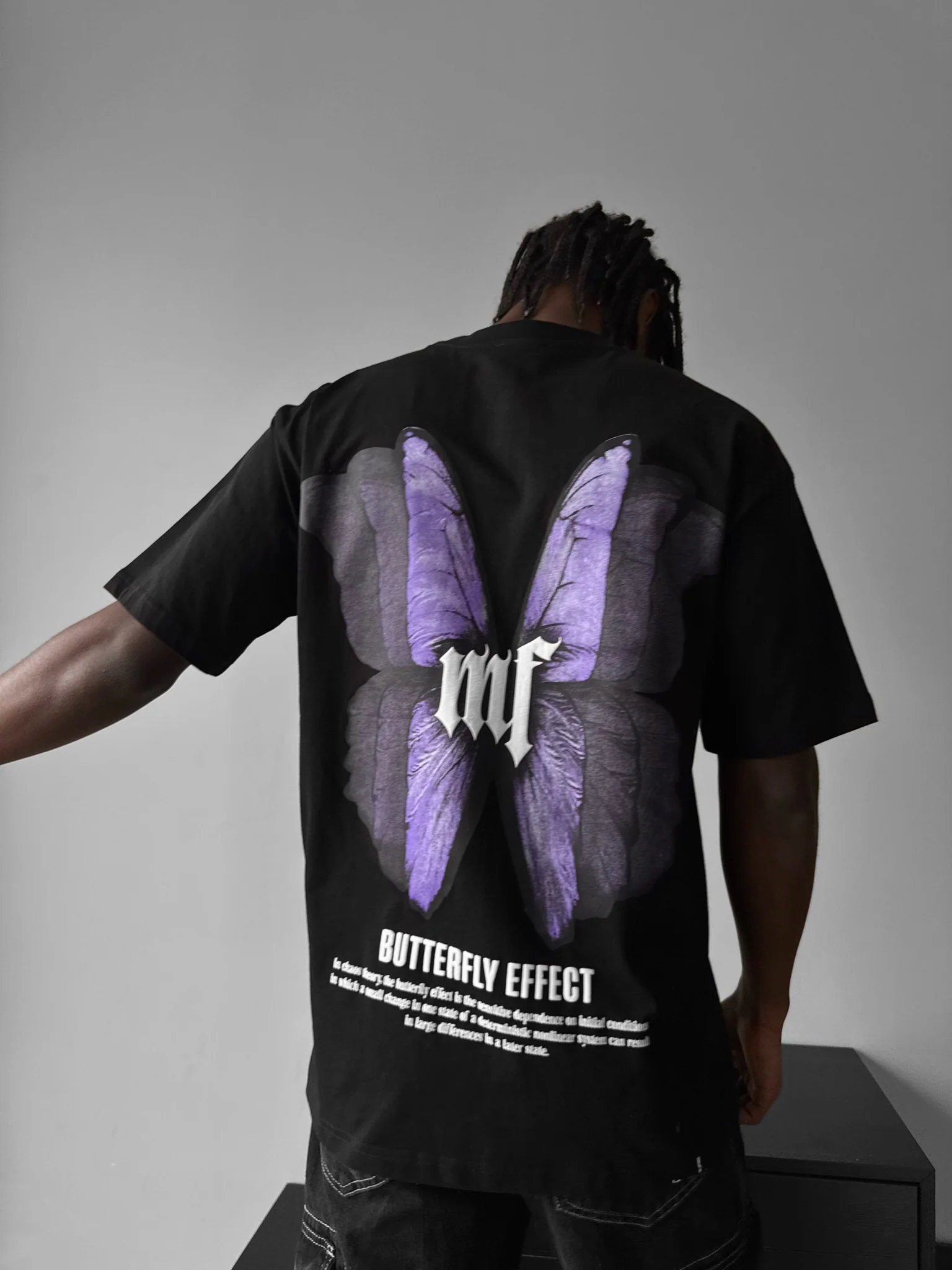Oversize 'Butterfly Effect' T-Shirt - Black - Image 3