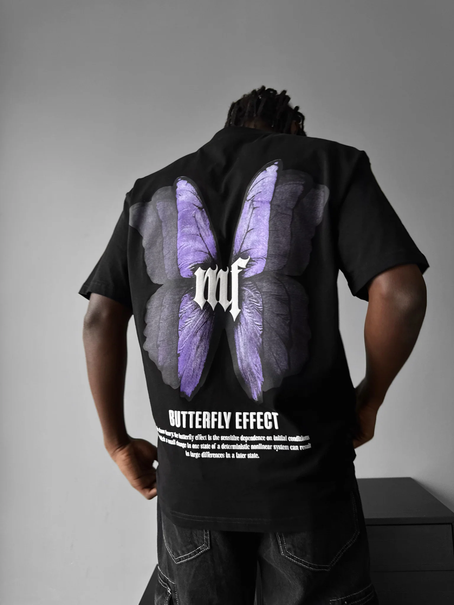 Oversize 'Butterfly Effect' T-Shirt - Black - Image 4