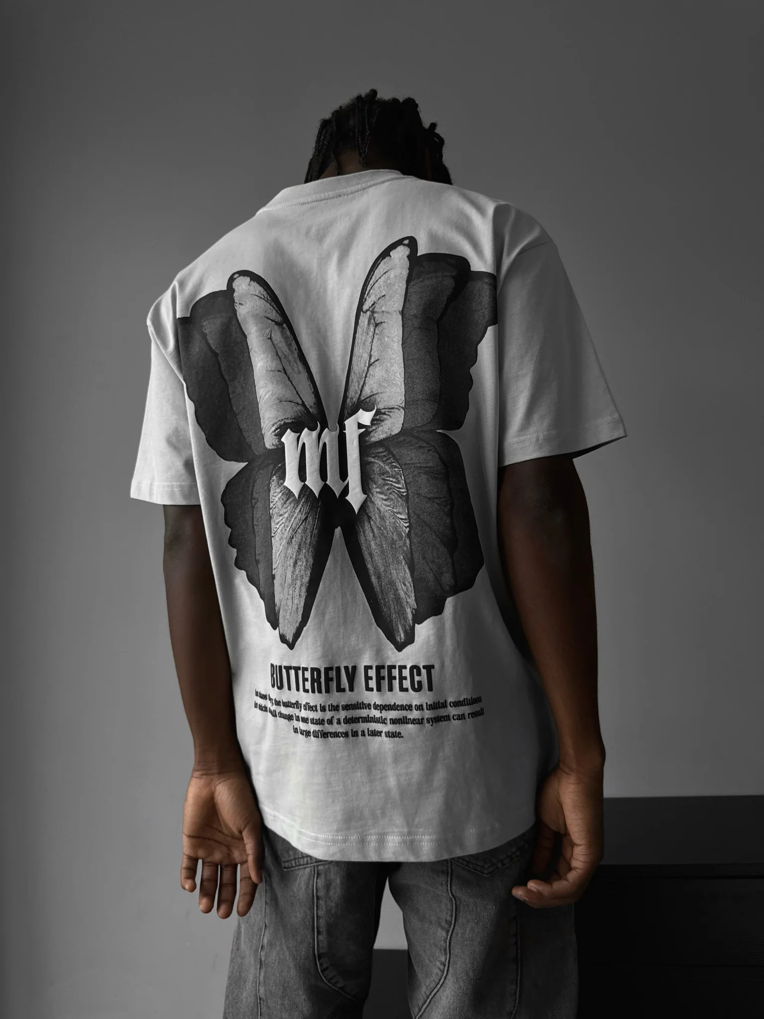 Oversize 'Butterfly Effect' T-Shirt - Grey - Image 2