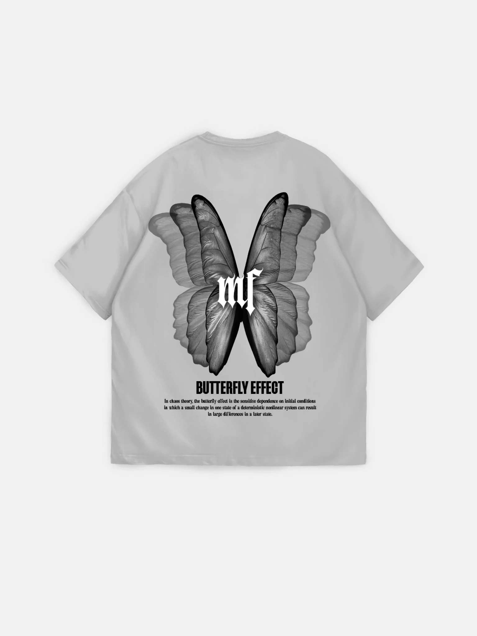 Oversize 'Butterfly Effect' T-Shirt - Grey - Image 5
