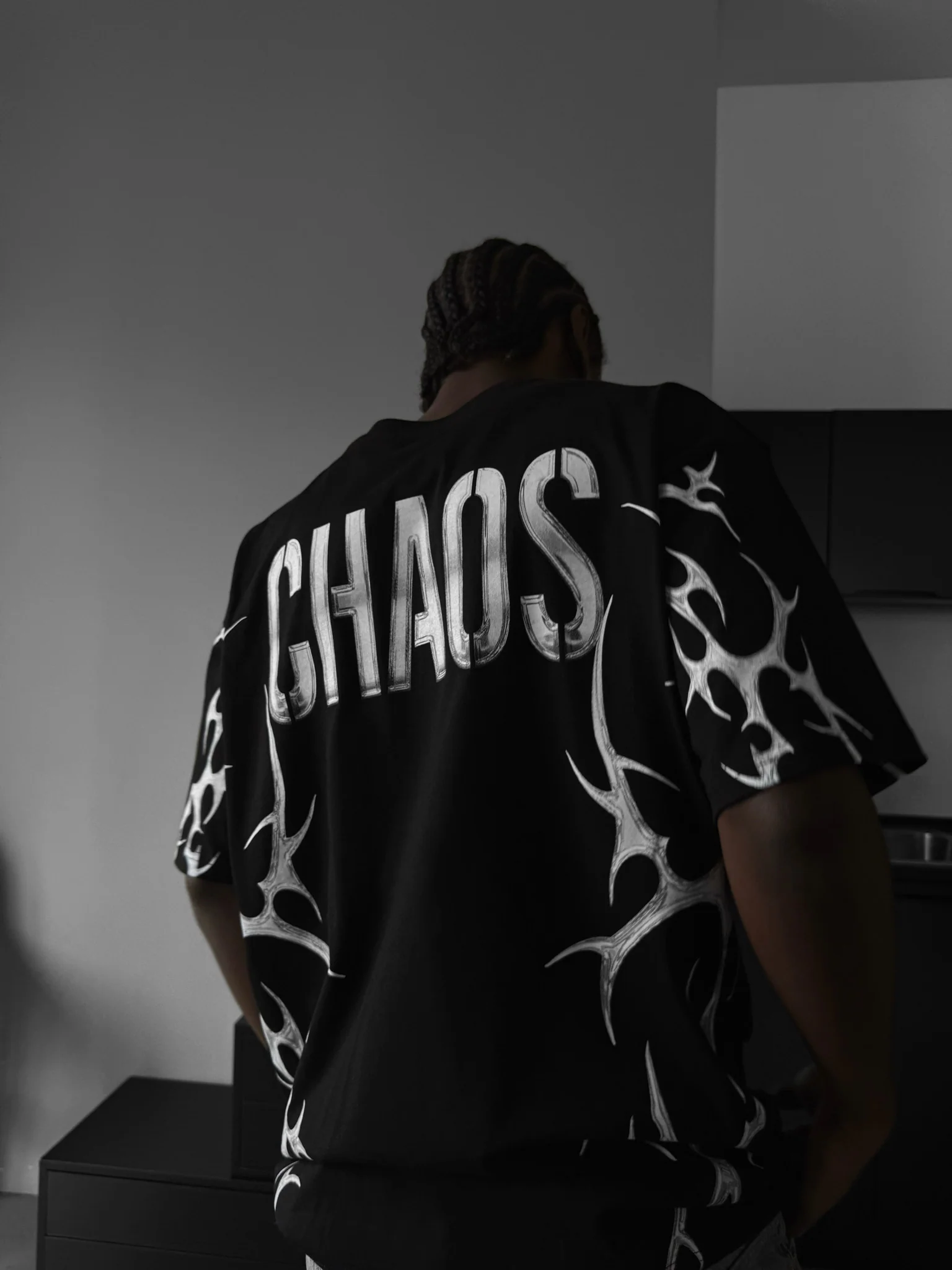 Oversize 'Chaos' T-Shirt - Black - Image 2