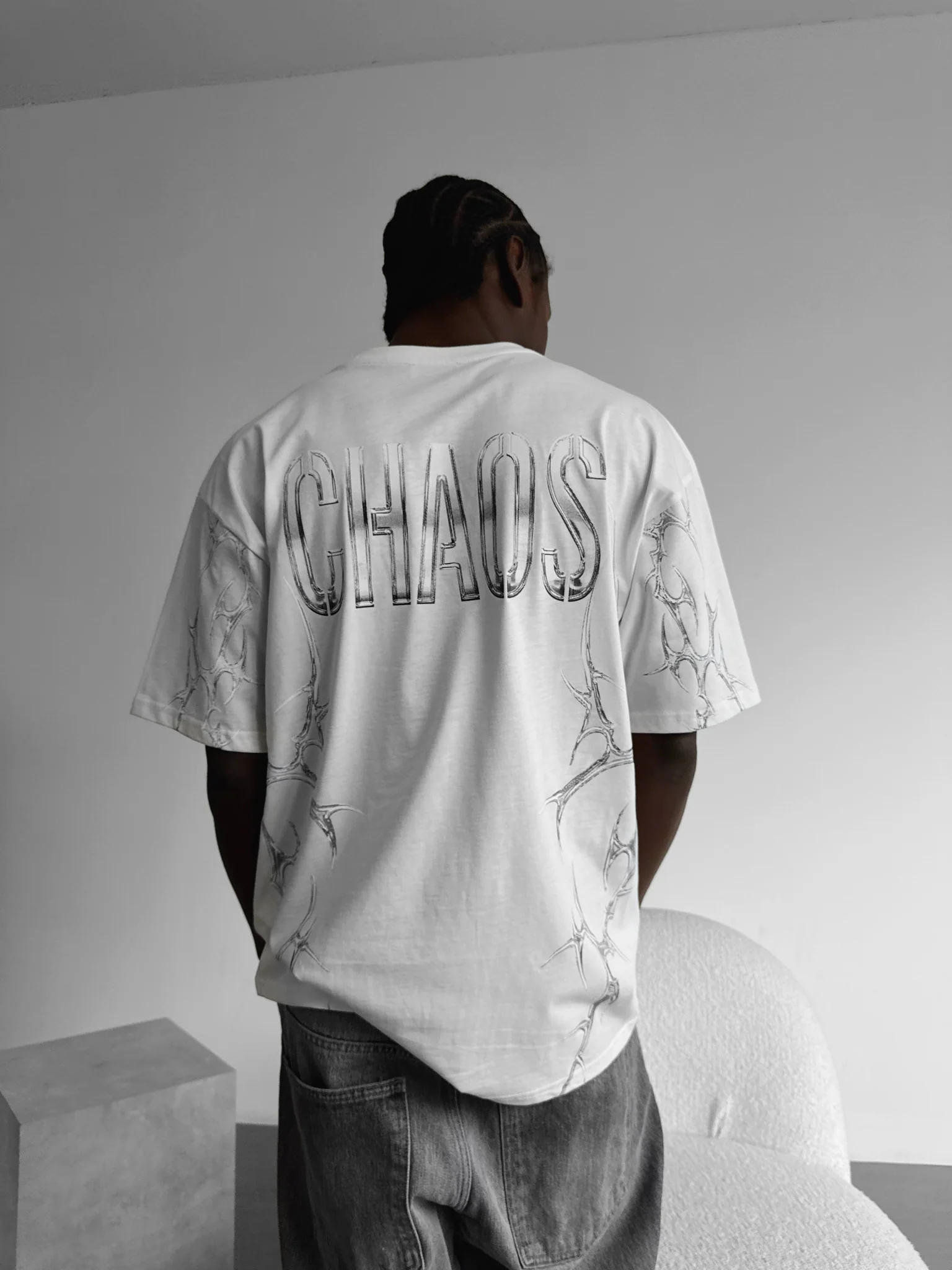 Oversize 'Chaos' T-Shirt - Ecru - Image 2
