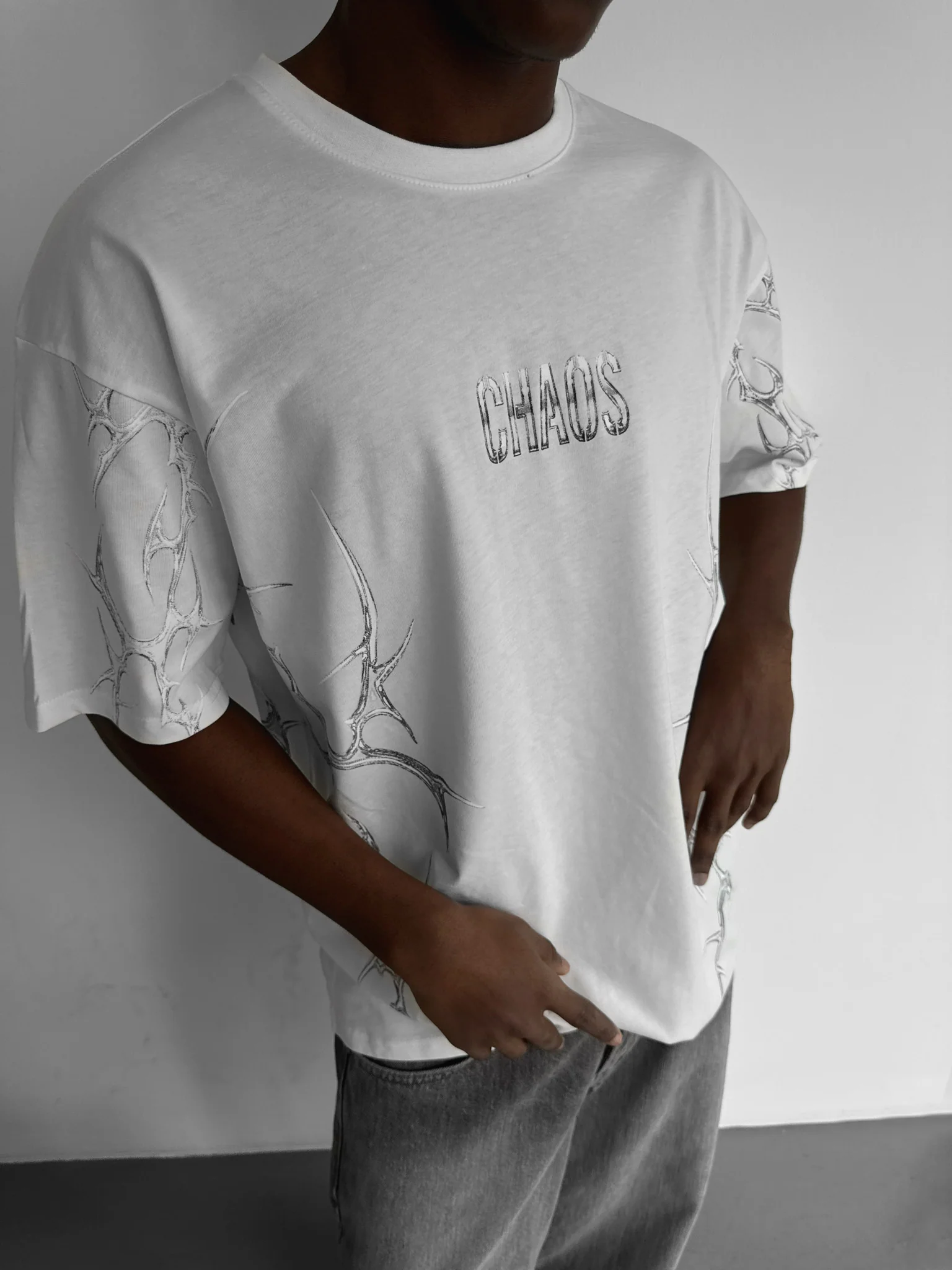 Oversize 'Chaos' T-Shirt - Ecru - Image 3
