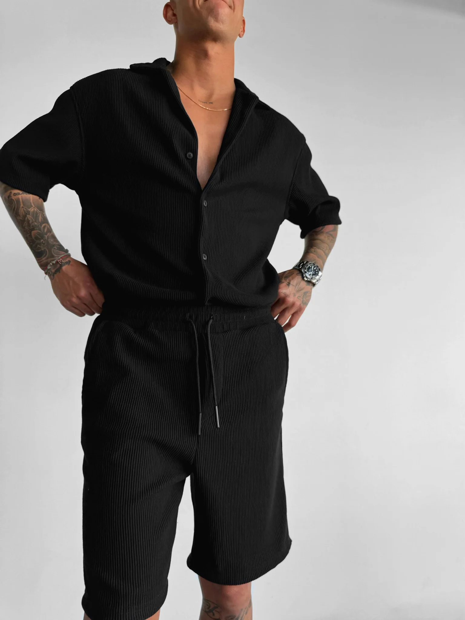 Oversize Cord Shirt - Black - Image 4