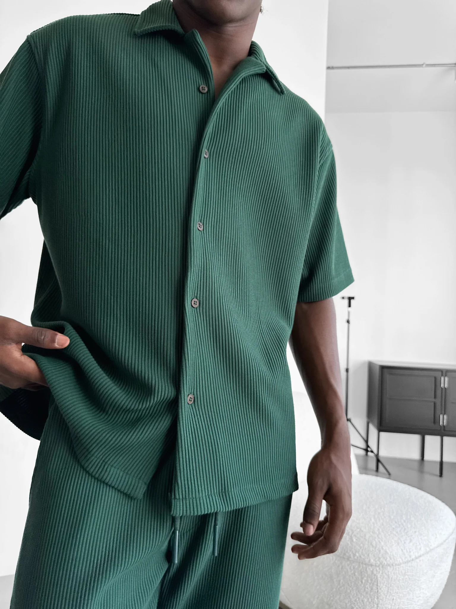 Oversize Cord Shirt - Green - Image 2