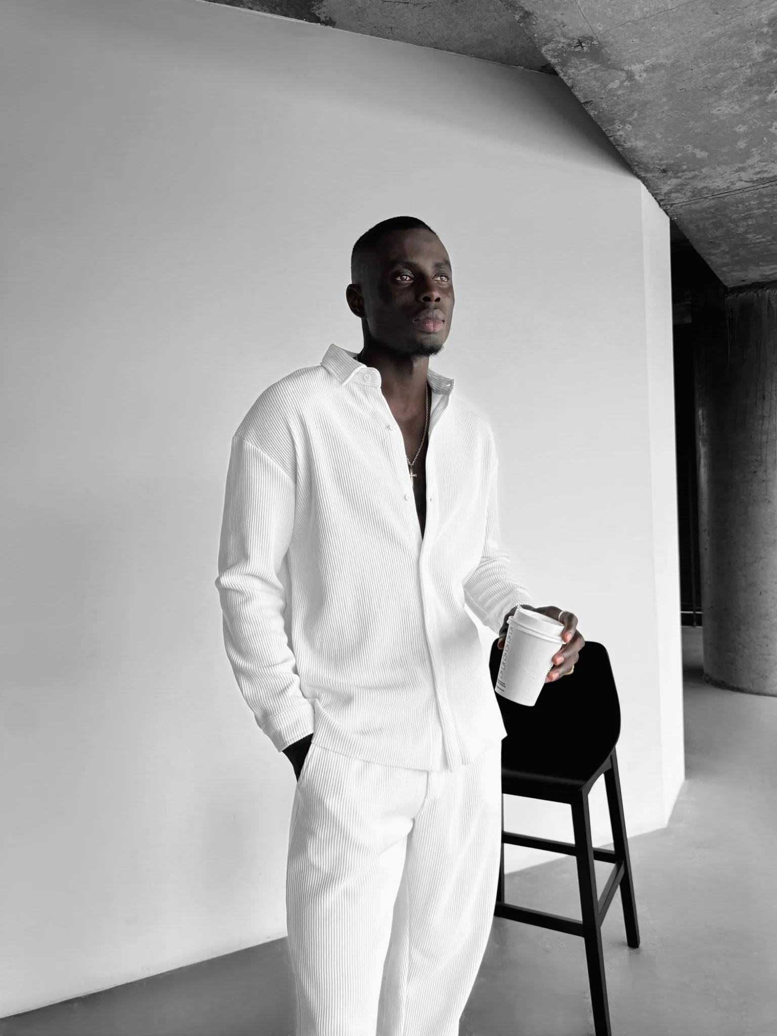 Oversize Cord Shirt -  White - Image 2