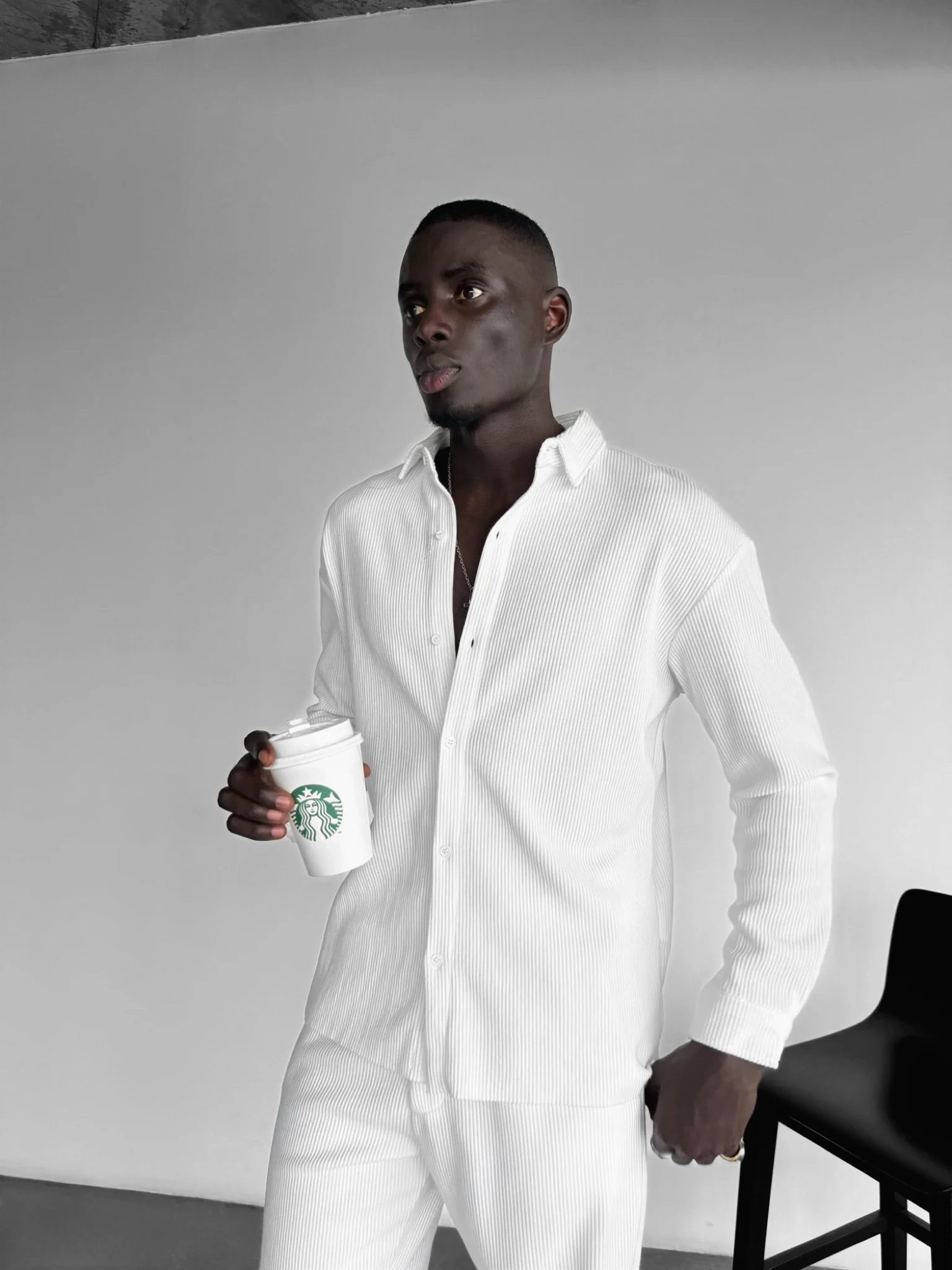 Oversize Cord Shirt -  White - Image 3