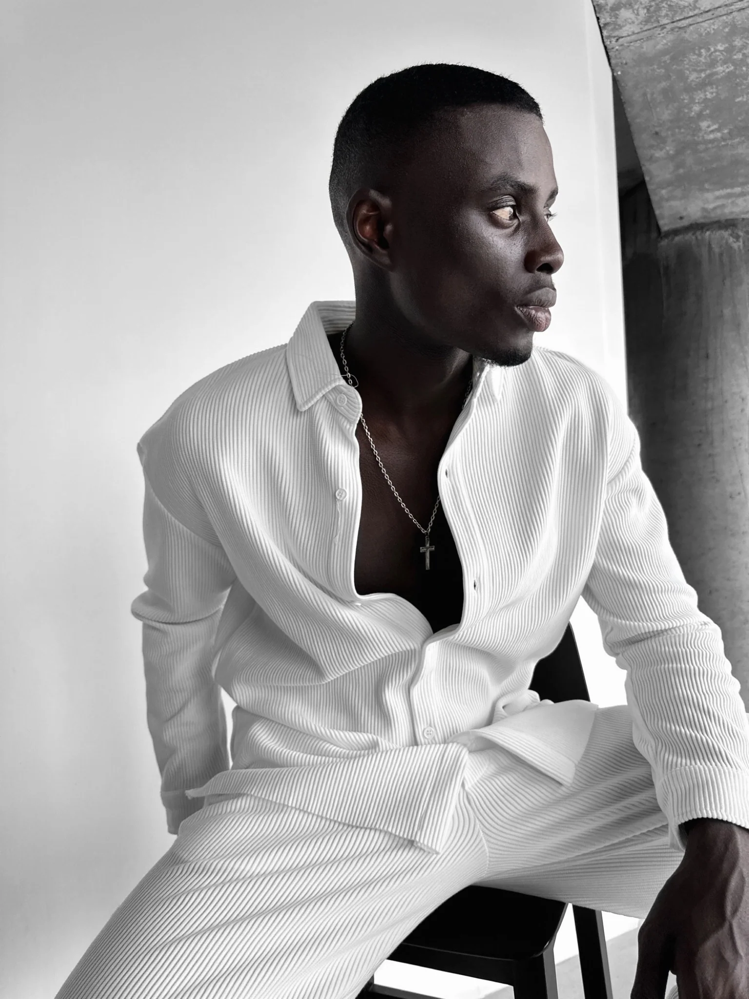 Oversize Cord Shirt -  White - Image 4