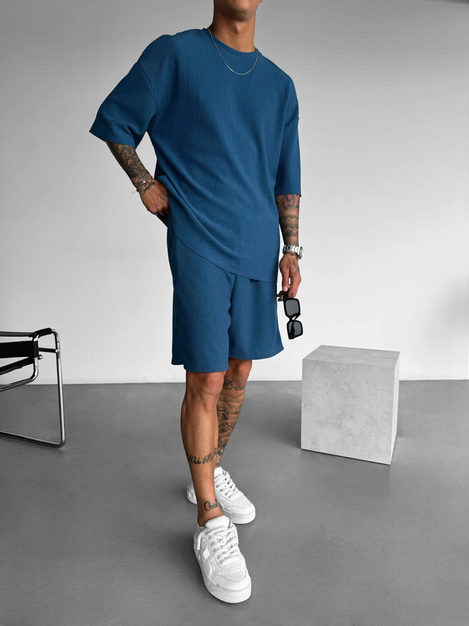 Oversize Cord Tee - Indigo - Image 5