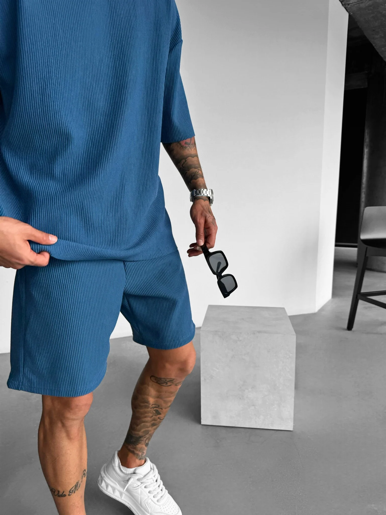 Oversize Cord Tee - Indigo - Image 6