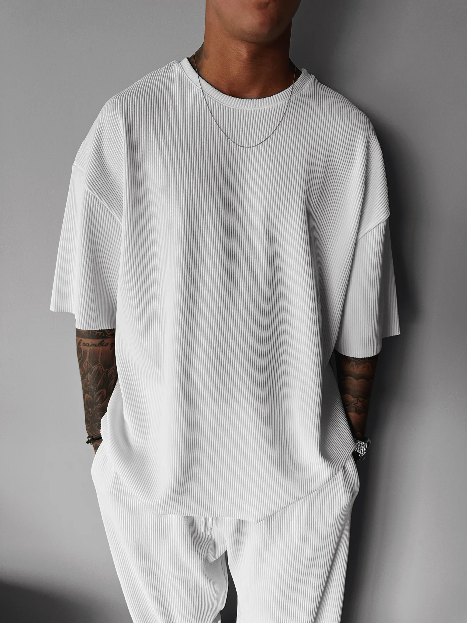 Oversize Cord Tee - White - Image 2