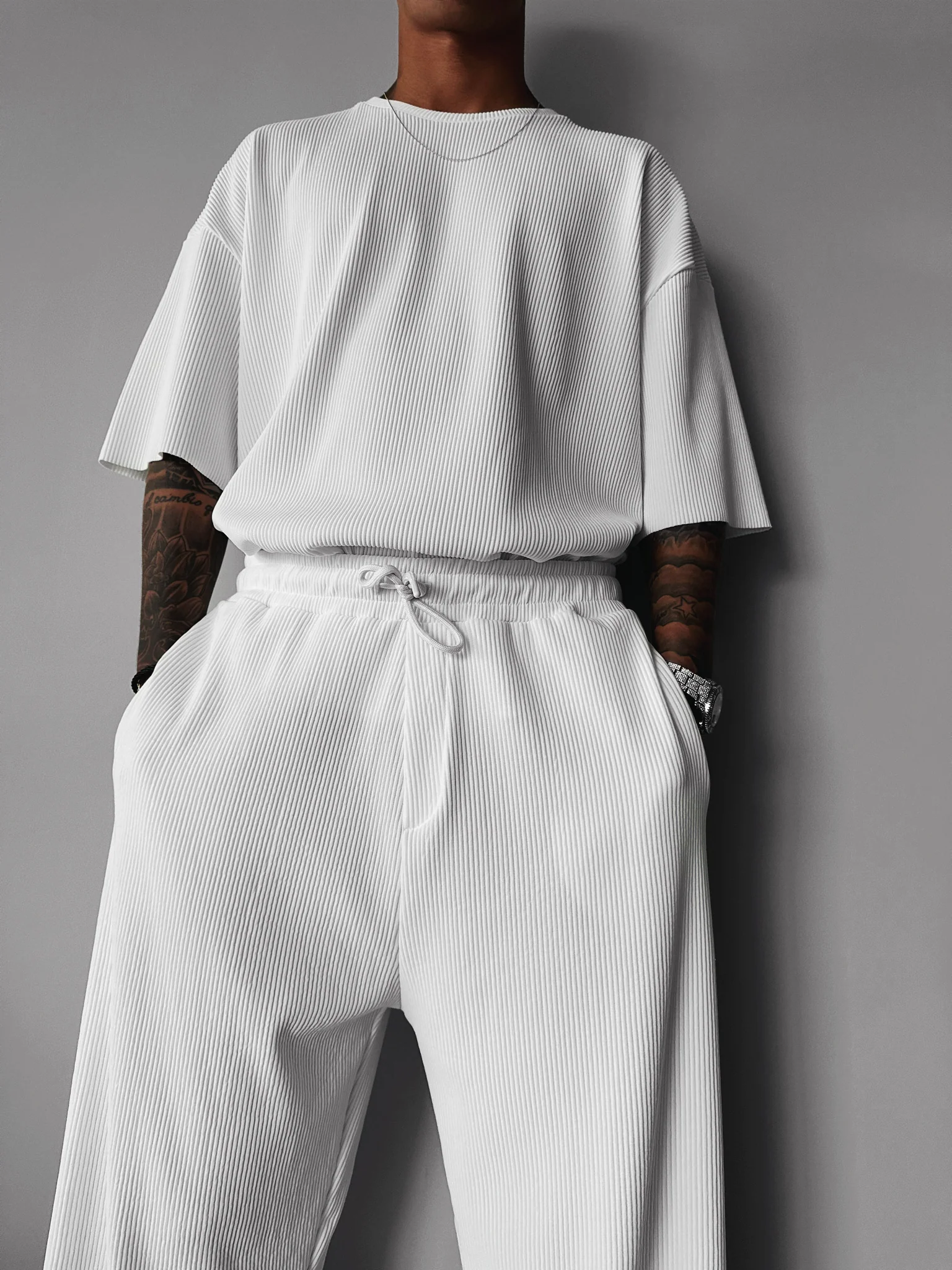 Oversize Cord Tee - White - Image 3