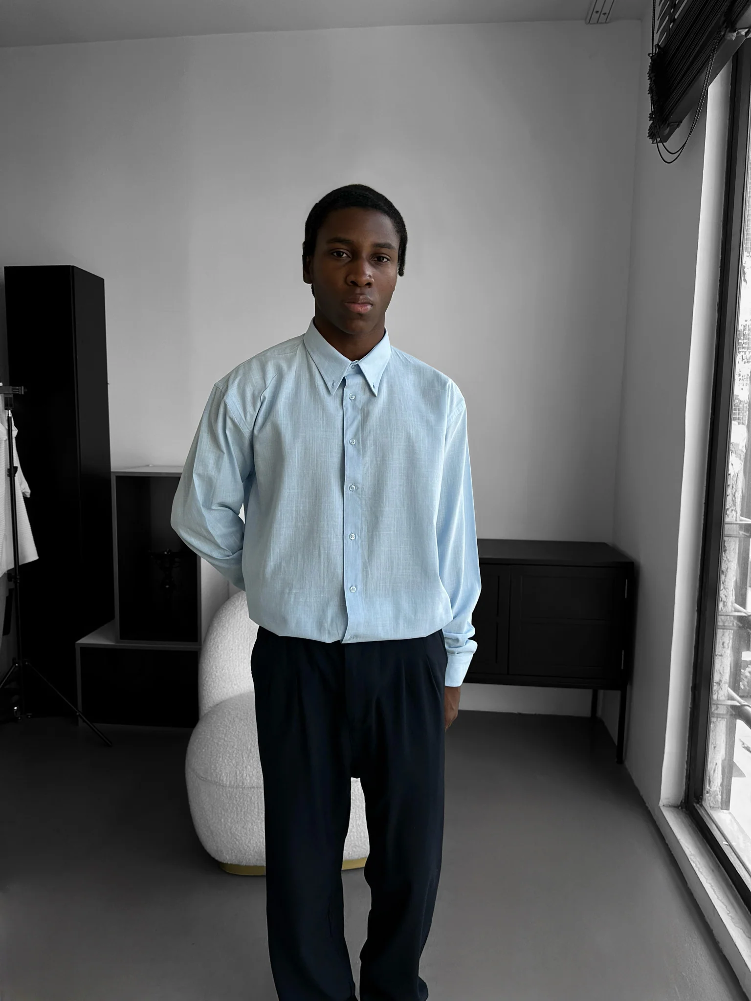 Oversize Cotton Oxford Shirt - Babyblue - Image 2