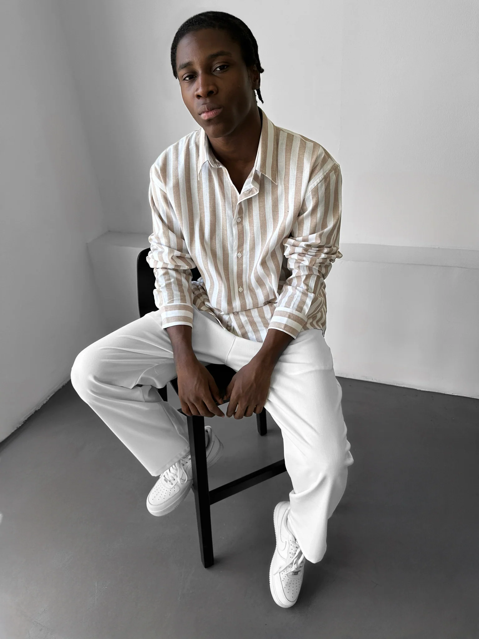 Oversize Cotton Striped Shirt - Camel - Image 4