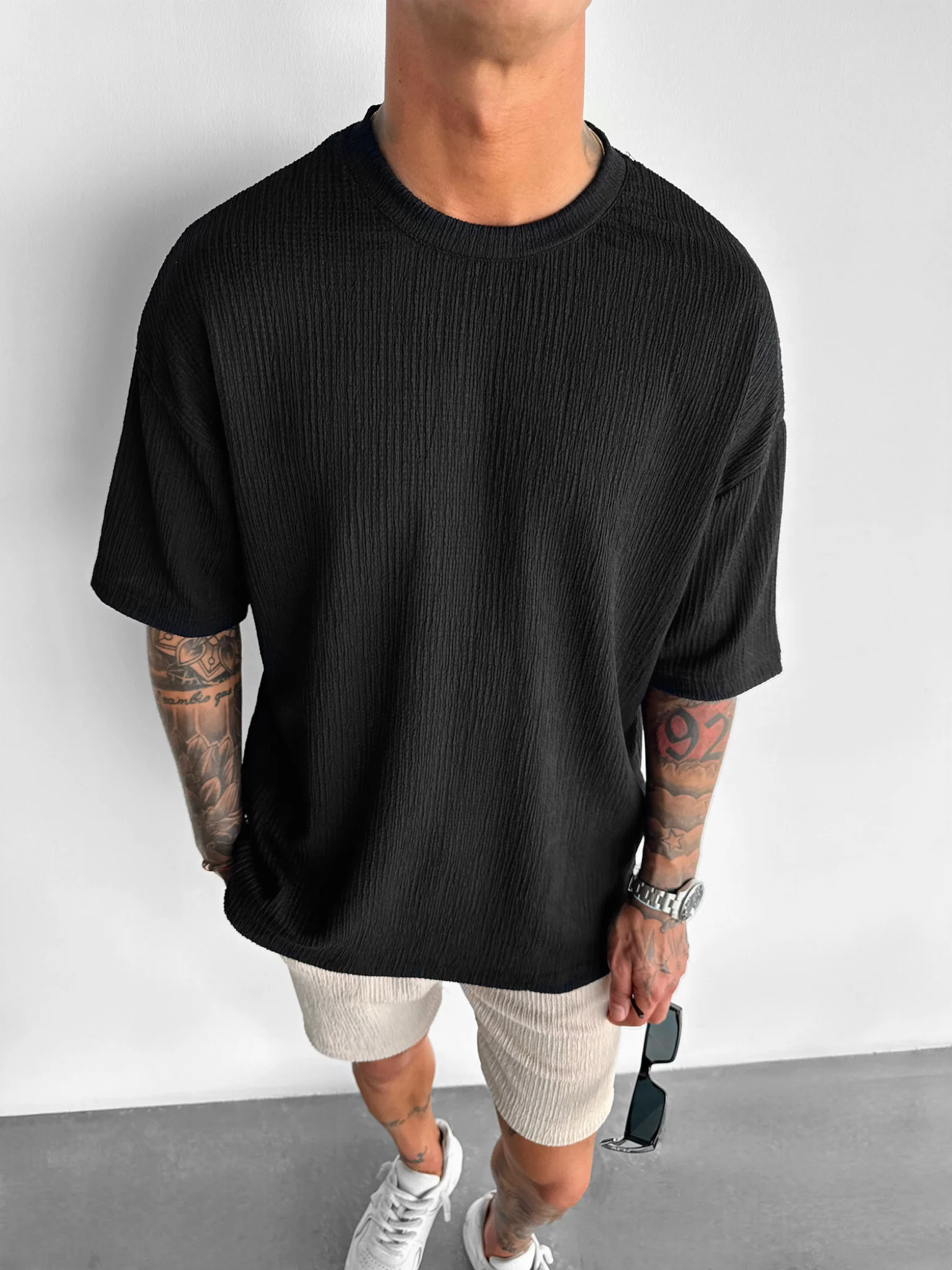Oversize Crepe T-Shirts - Black - Image 6