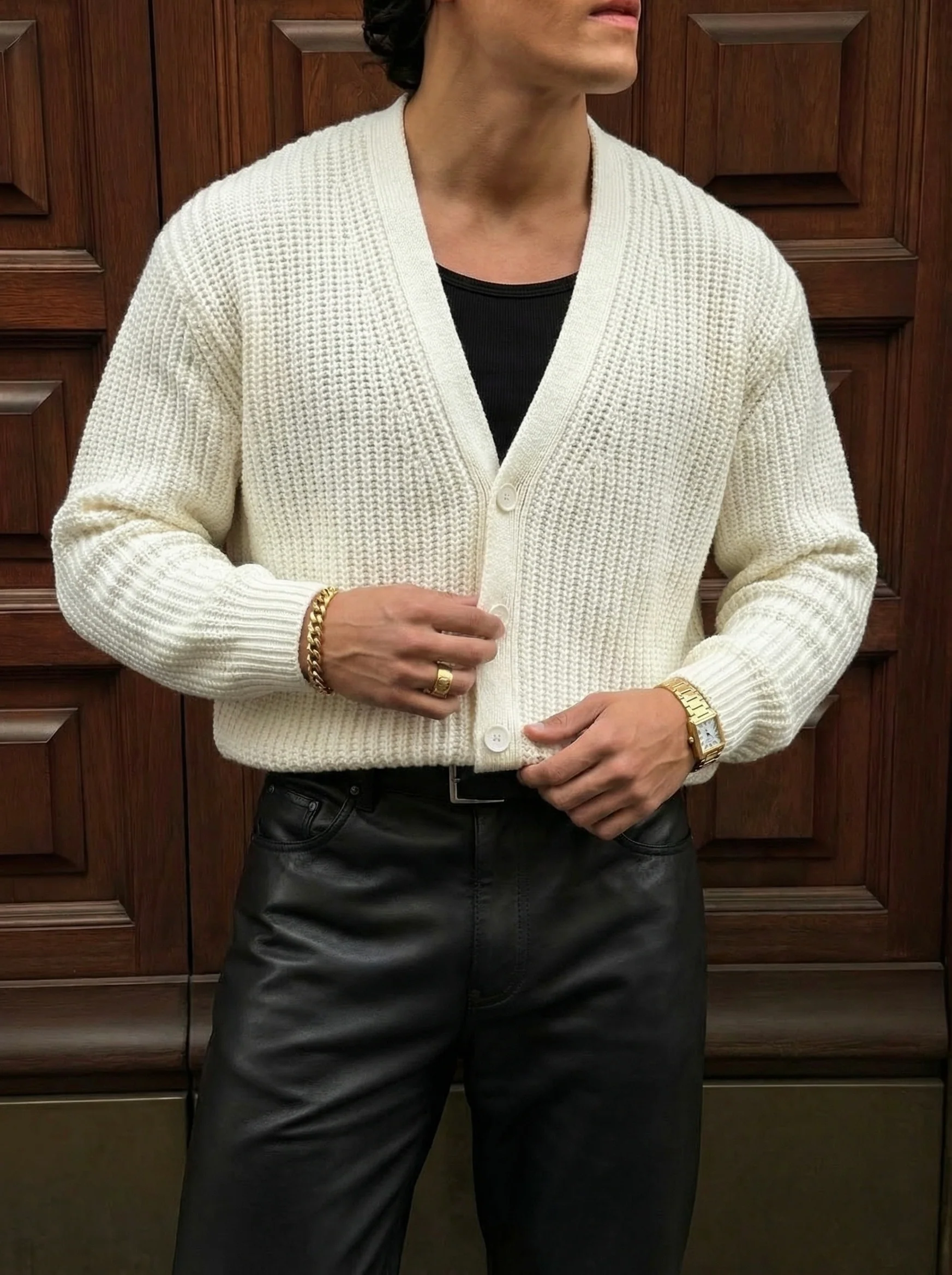 Oversize Crop Cardigan - Ecru - Image 2