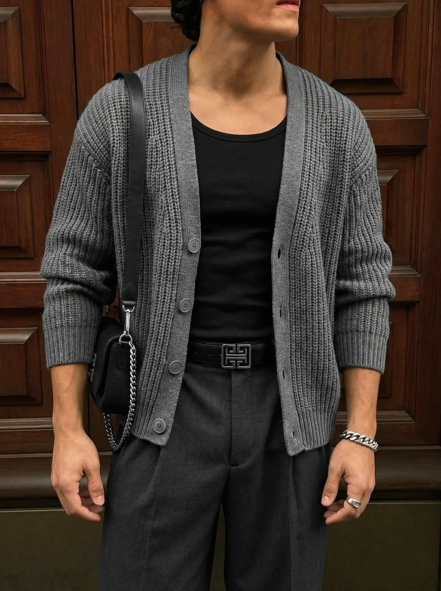 Oversize Crop Cardigan - Grey