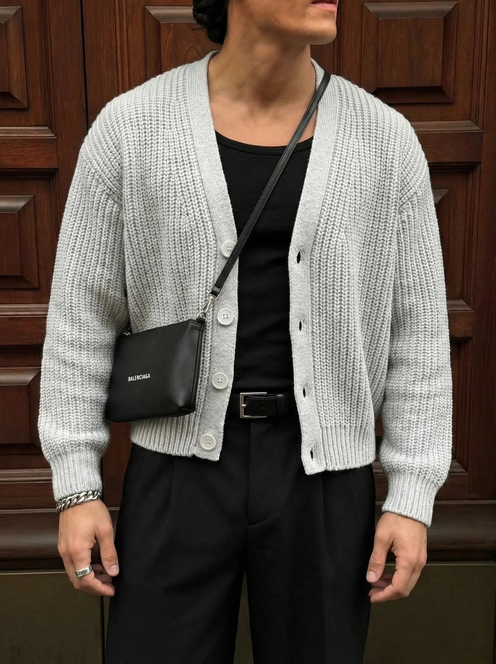 Oversize Crop Cardigan - Light Grey
