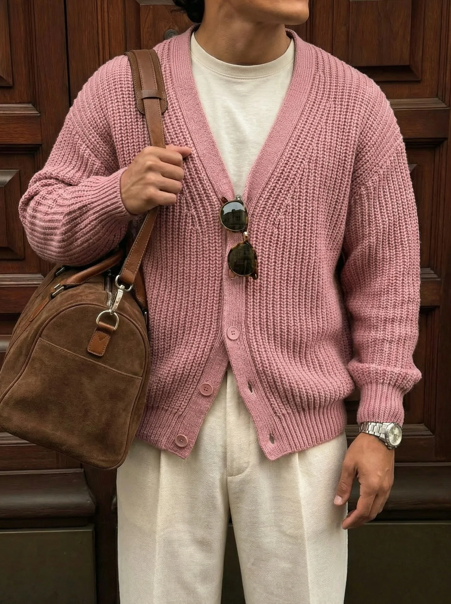 Oversize Crop Cardigan - Pouder - Image 2