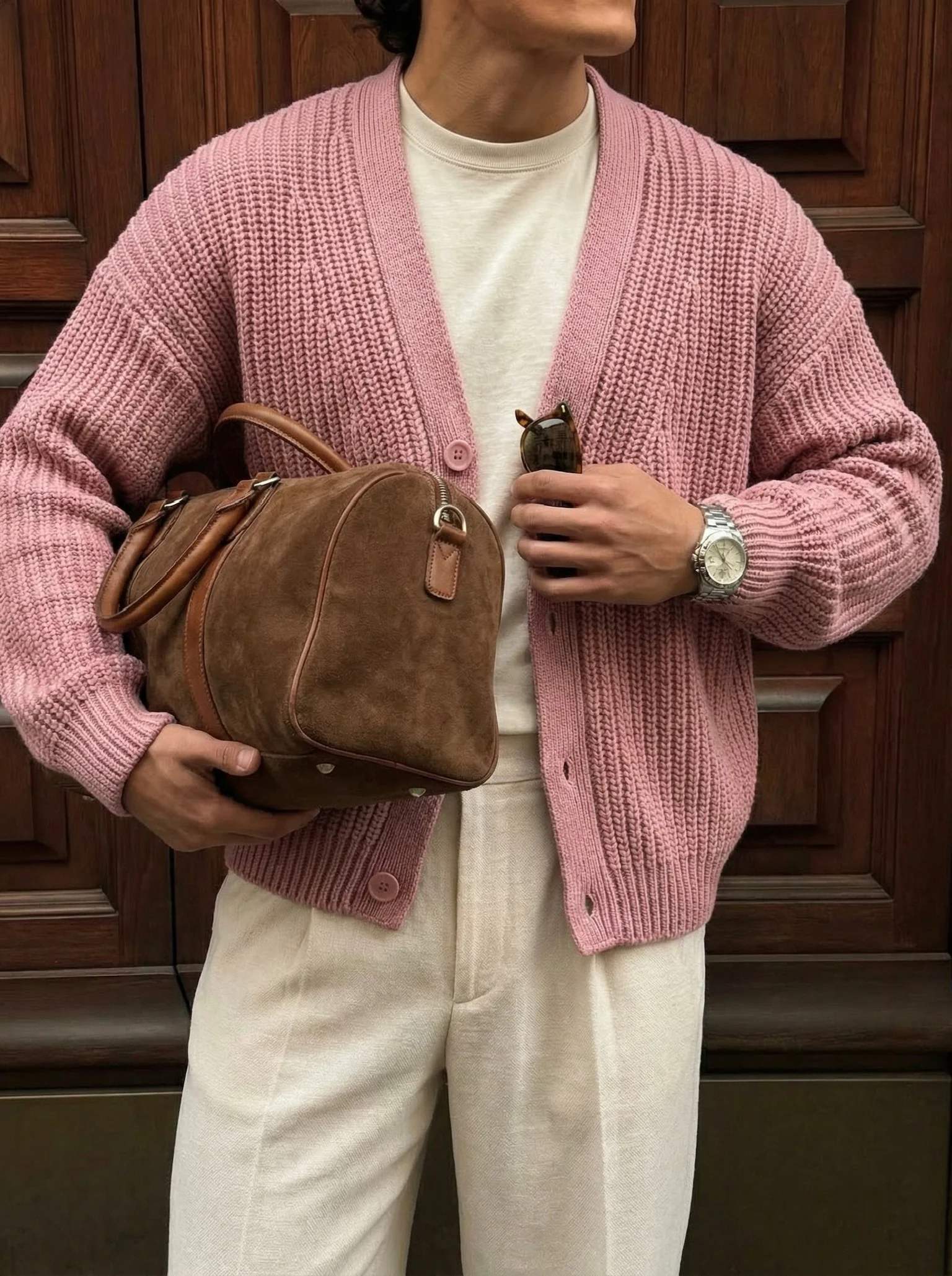 Oversize Crop Cardigan - Pouder - Image 3