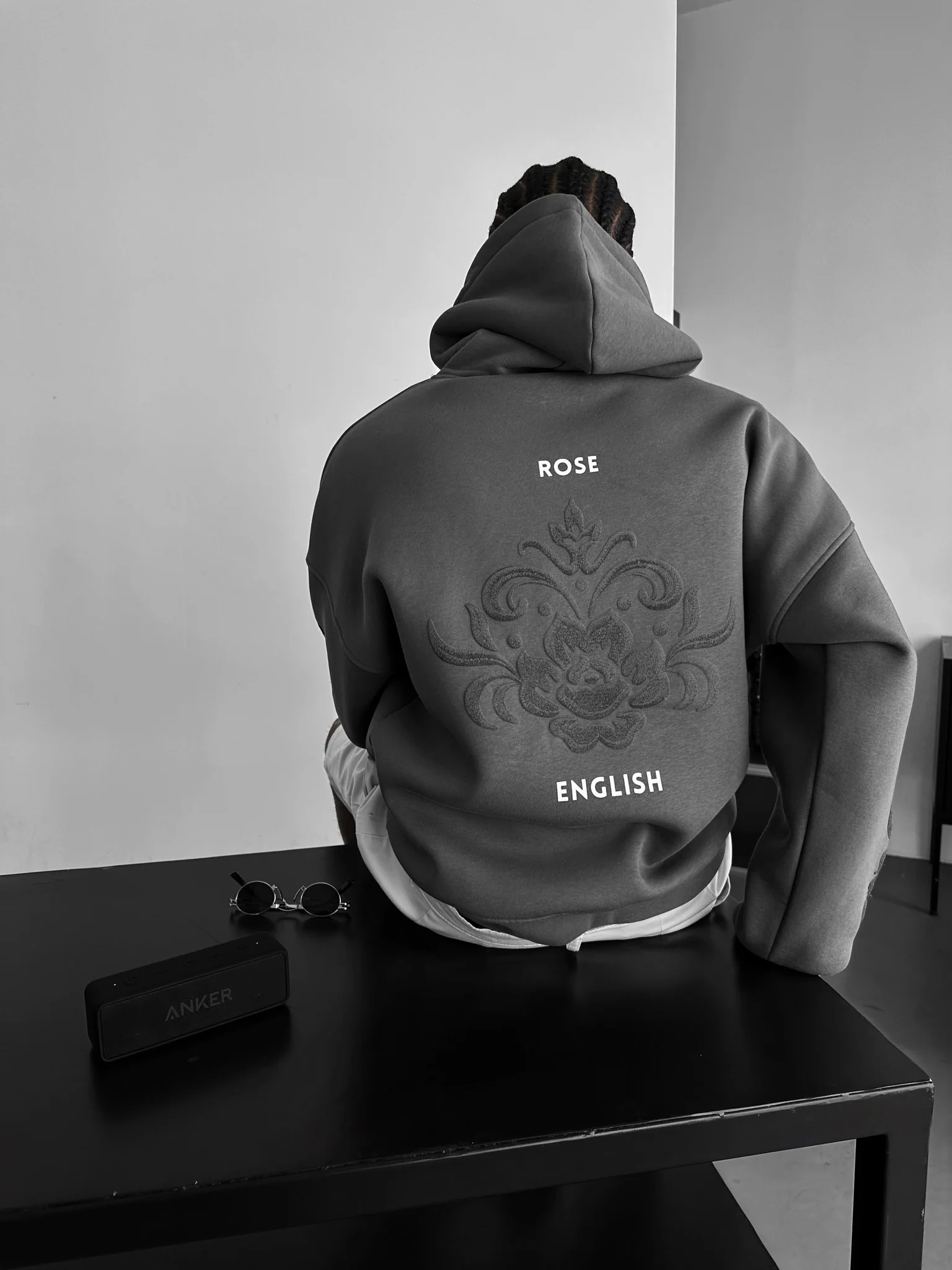 Oversize Damask Hoodie - Anthracite - Image 3