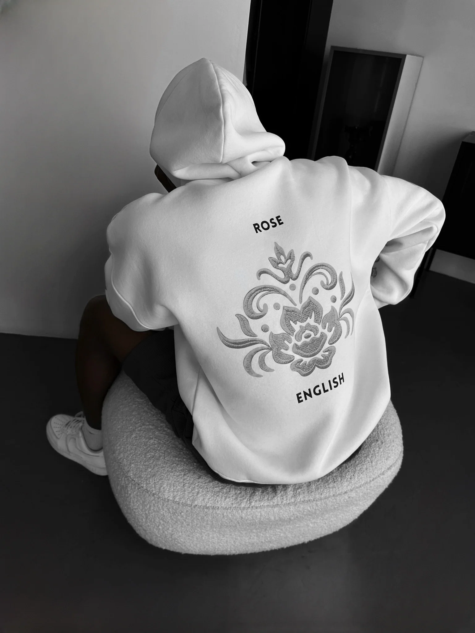 Oversize Damask Hoodie - Ecru - Image 3