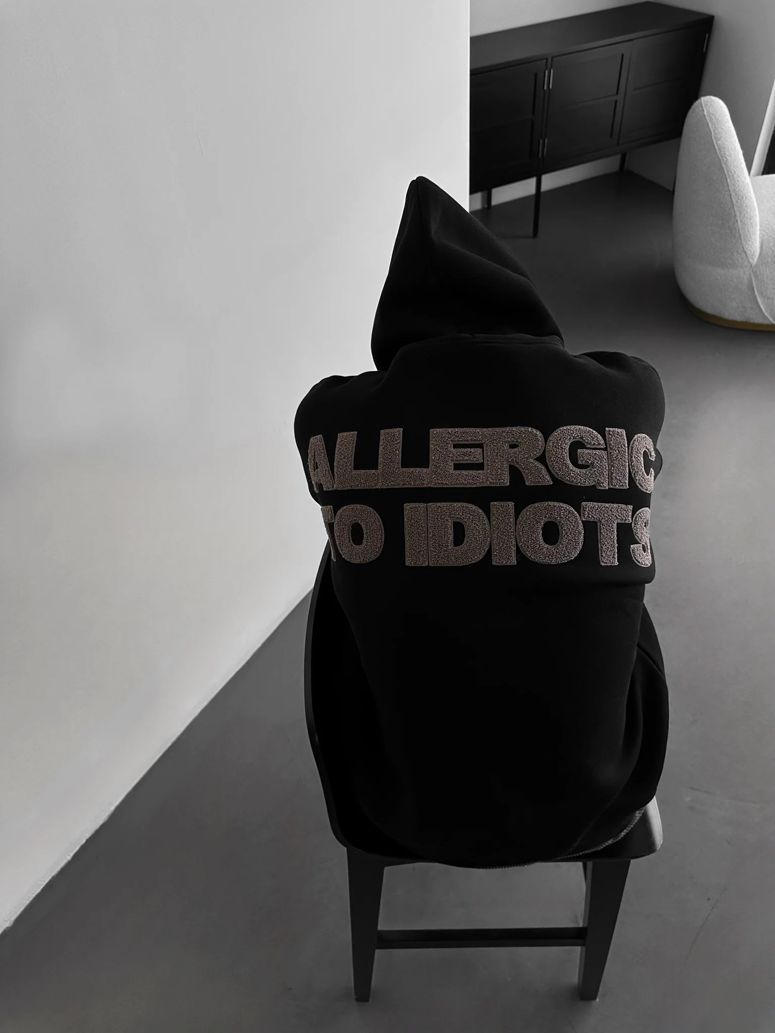 Oversize Detailed Allergic Hoodie - Black - Image 2