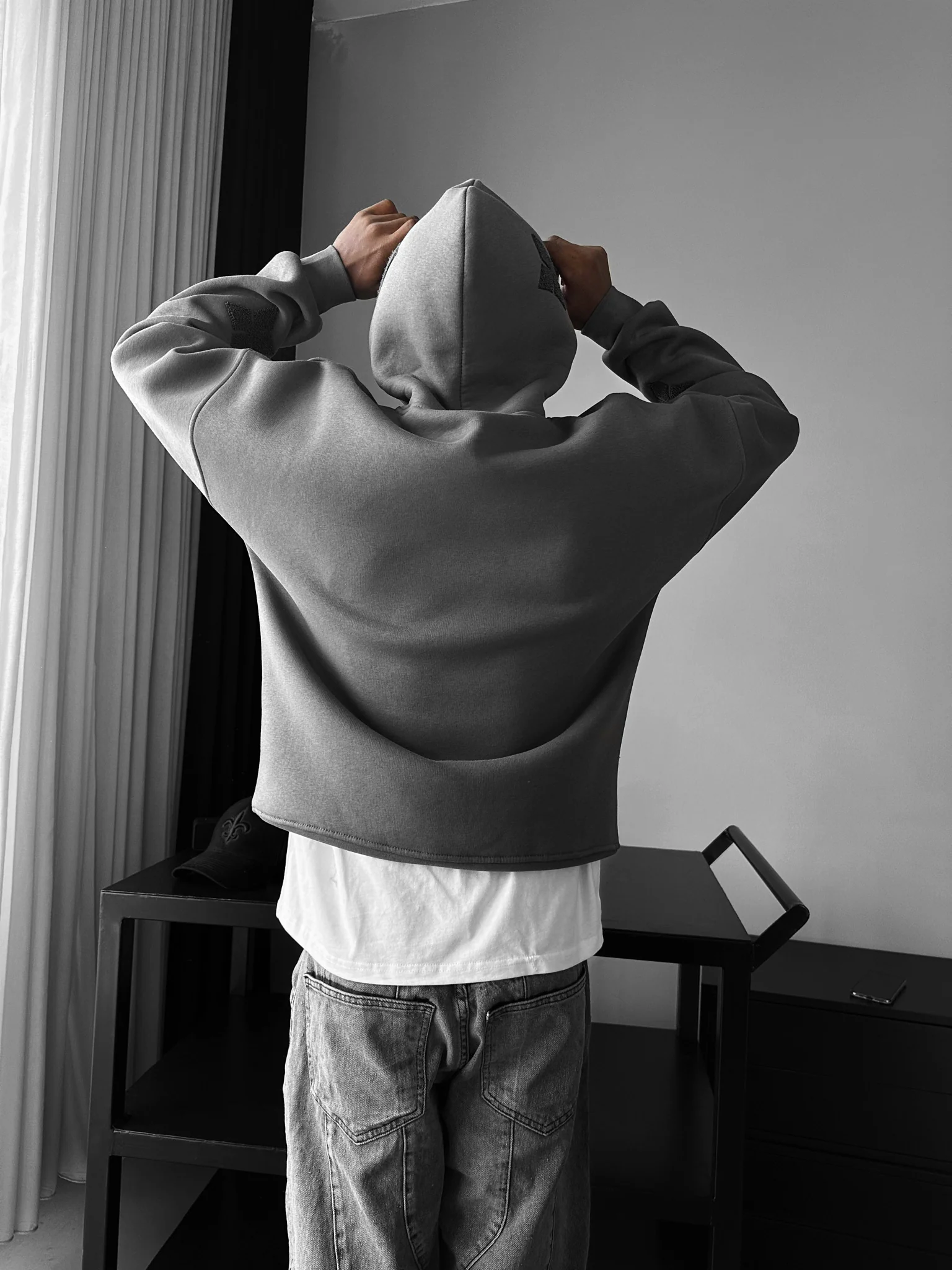 Oversize Detailed Hoodie - Anthracite - Image 4
