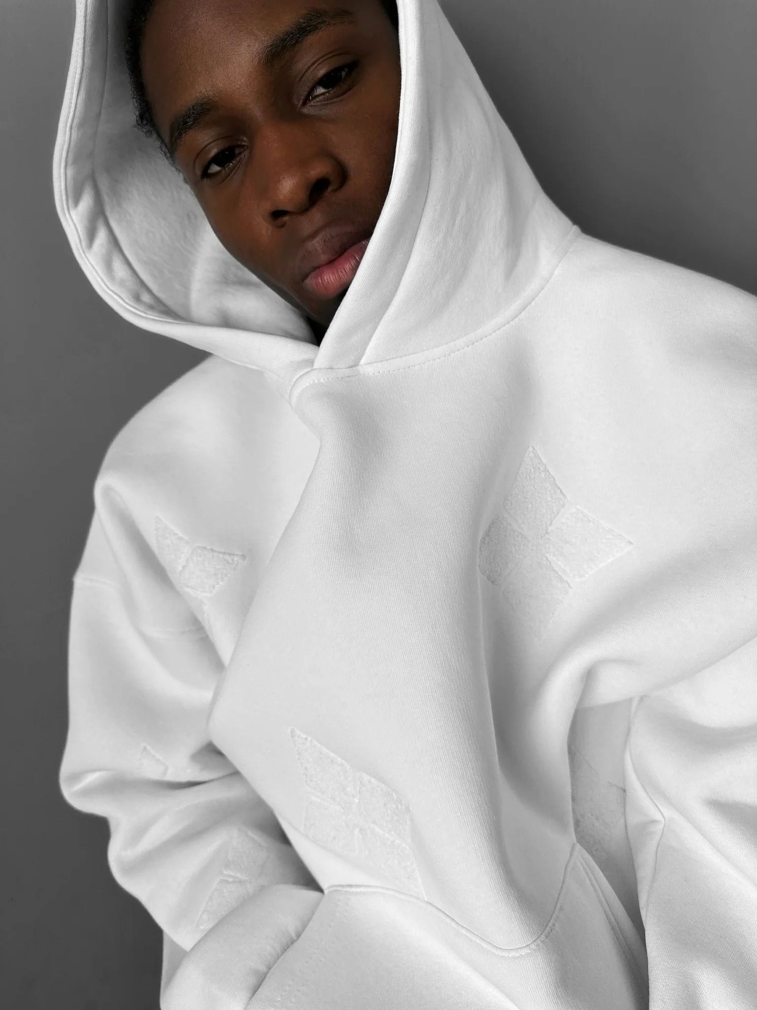 Oversize Detailed Hoodie - Ecru - Image 2