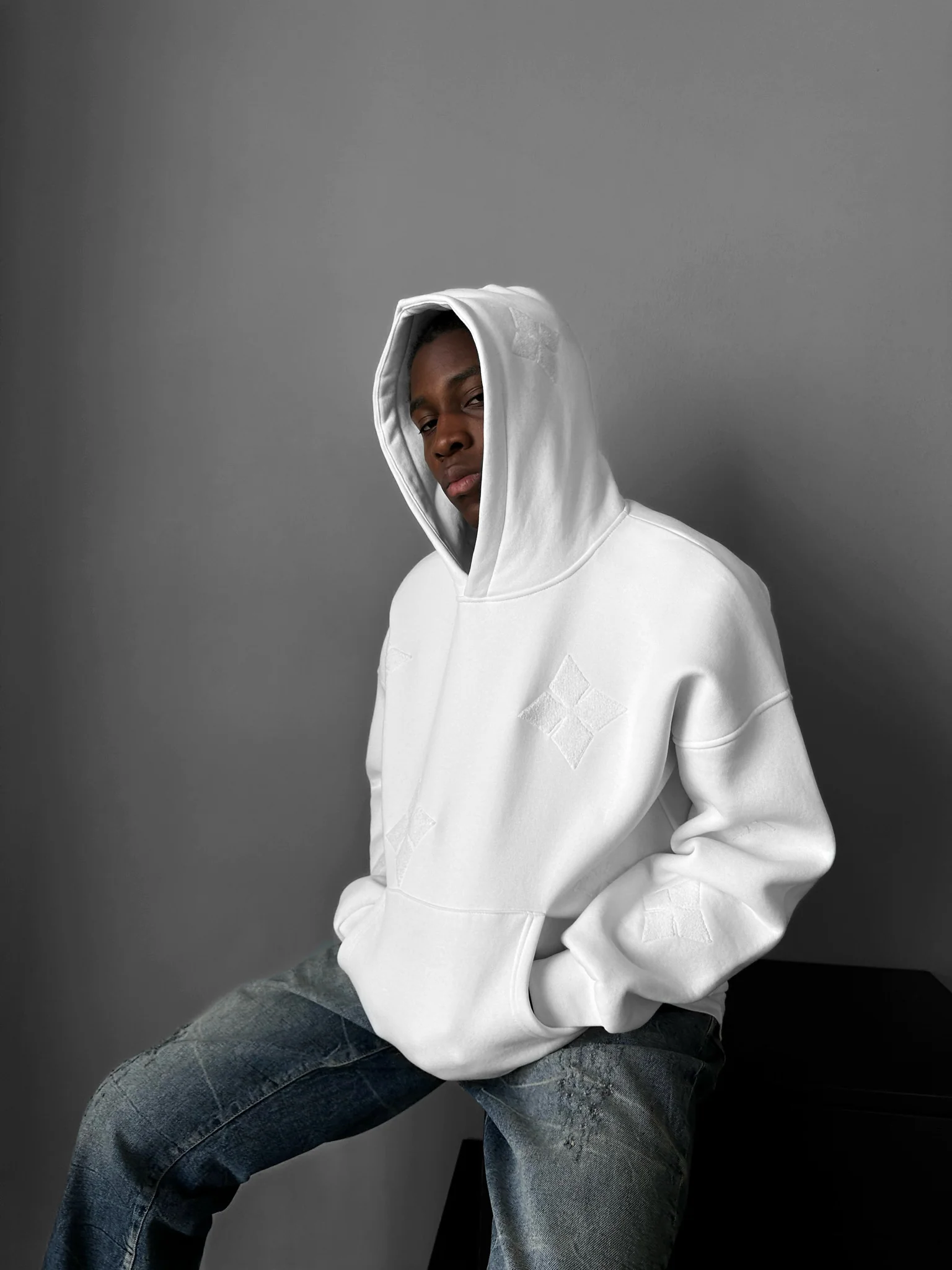 Oversize Detailed Hoodie - Ecru - Image 4