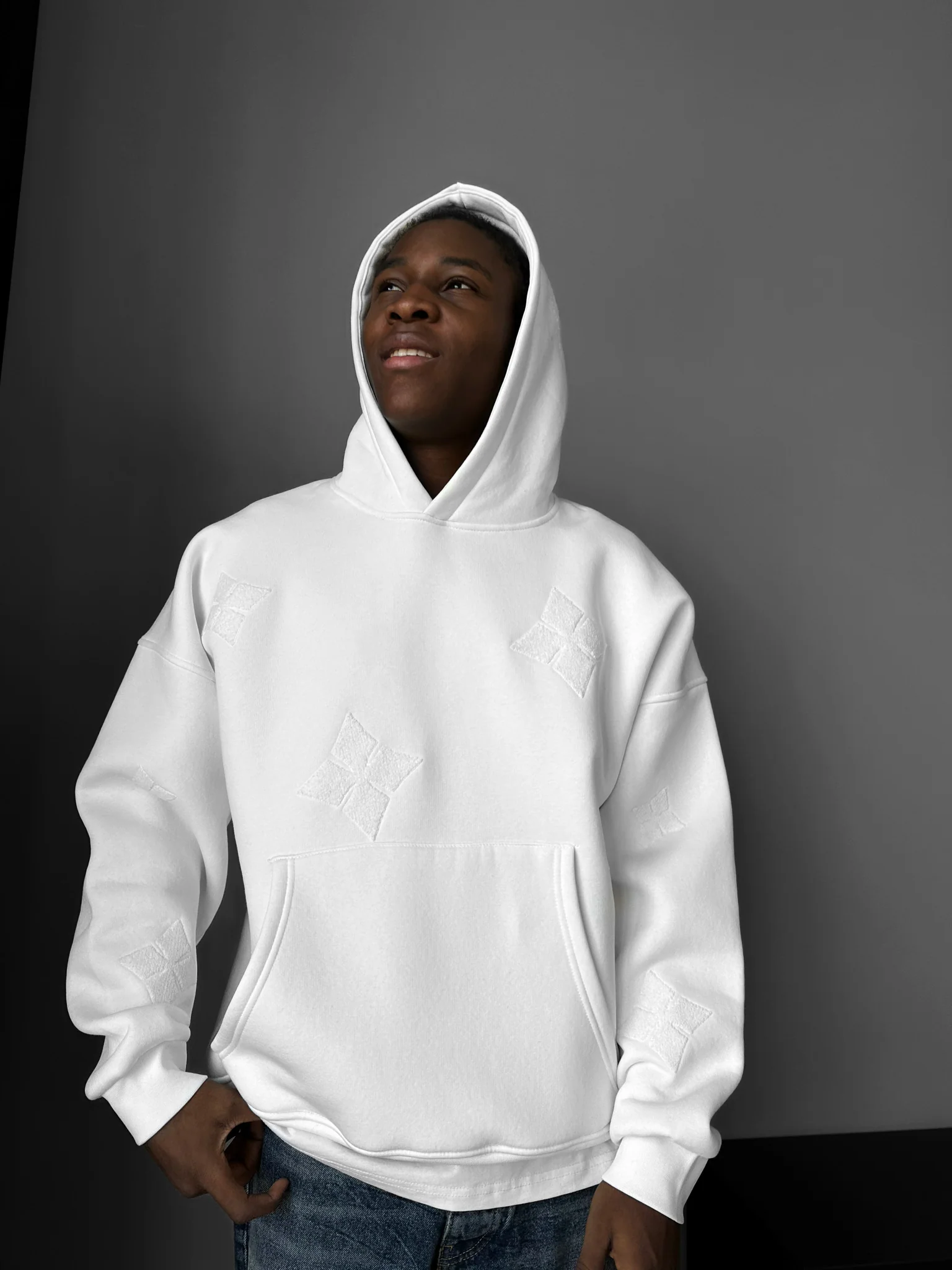 Oversize Detailed Hoodie - Ecru - Image 5