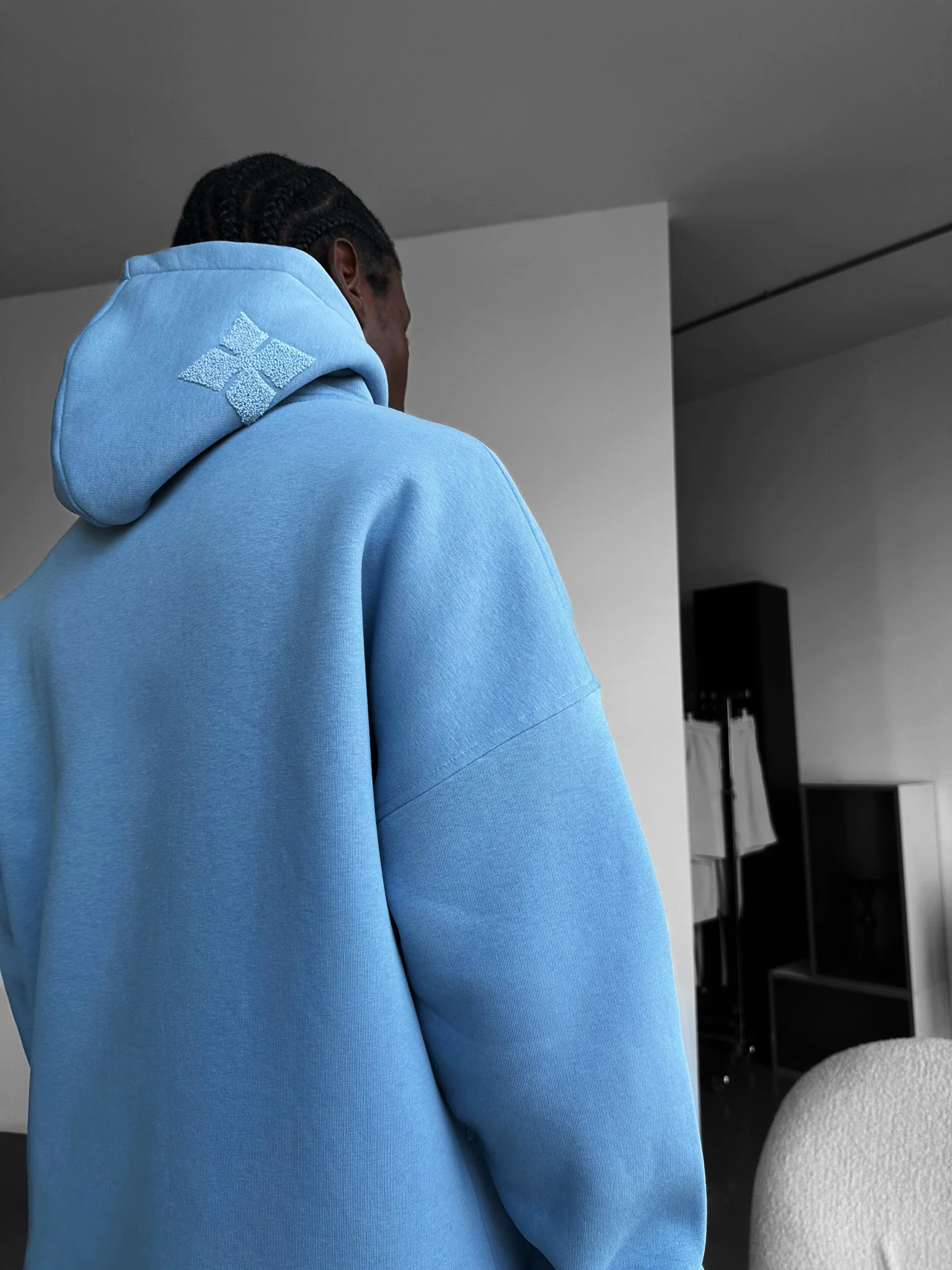 Oversize Detailed Hoodie - Faded Denim - Image 3