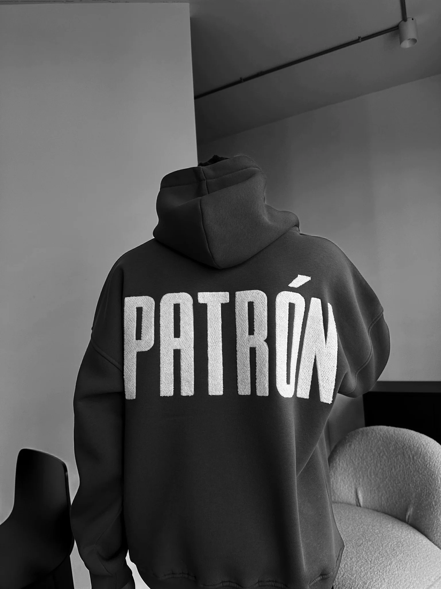 Oversize Detailed Patron Hoodie - Anthracite - Image 3