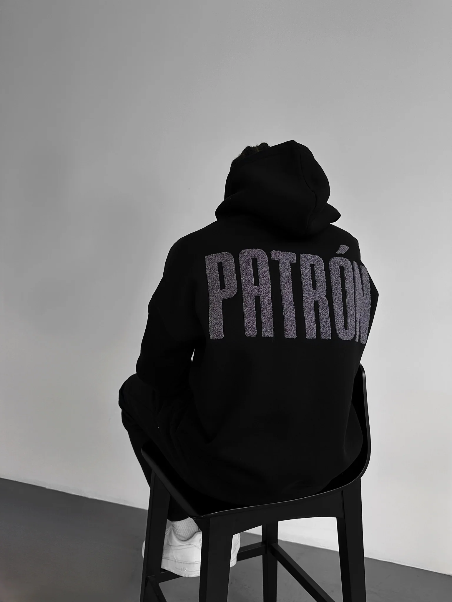 Oversize Detailed Patron Hoodie - Black and Anthracite - Image 3