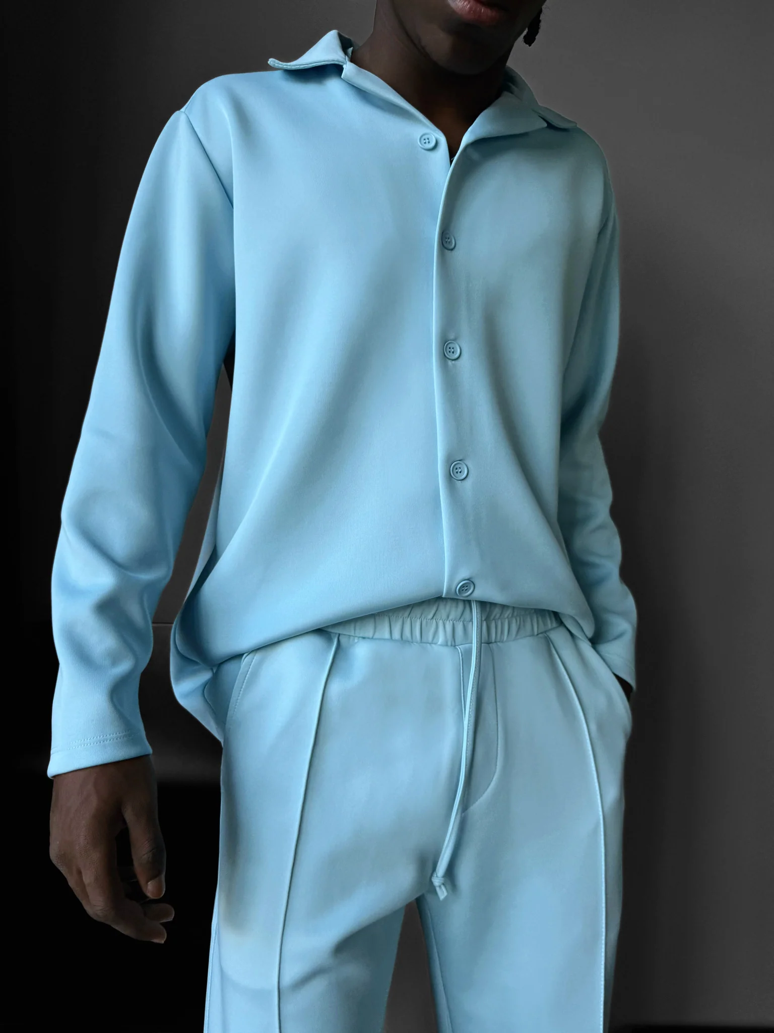 Oversize Diver Long Sleeve Shirt - Babyblue