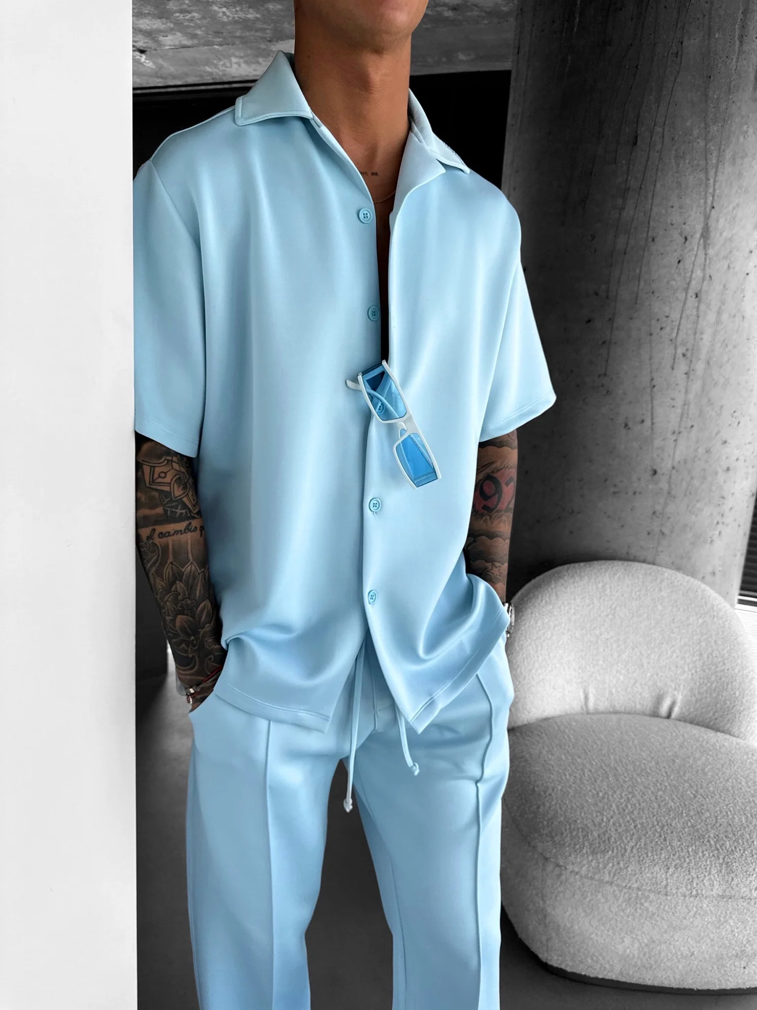 Oversize Diver Shirt - Baby Blue - Image 2