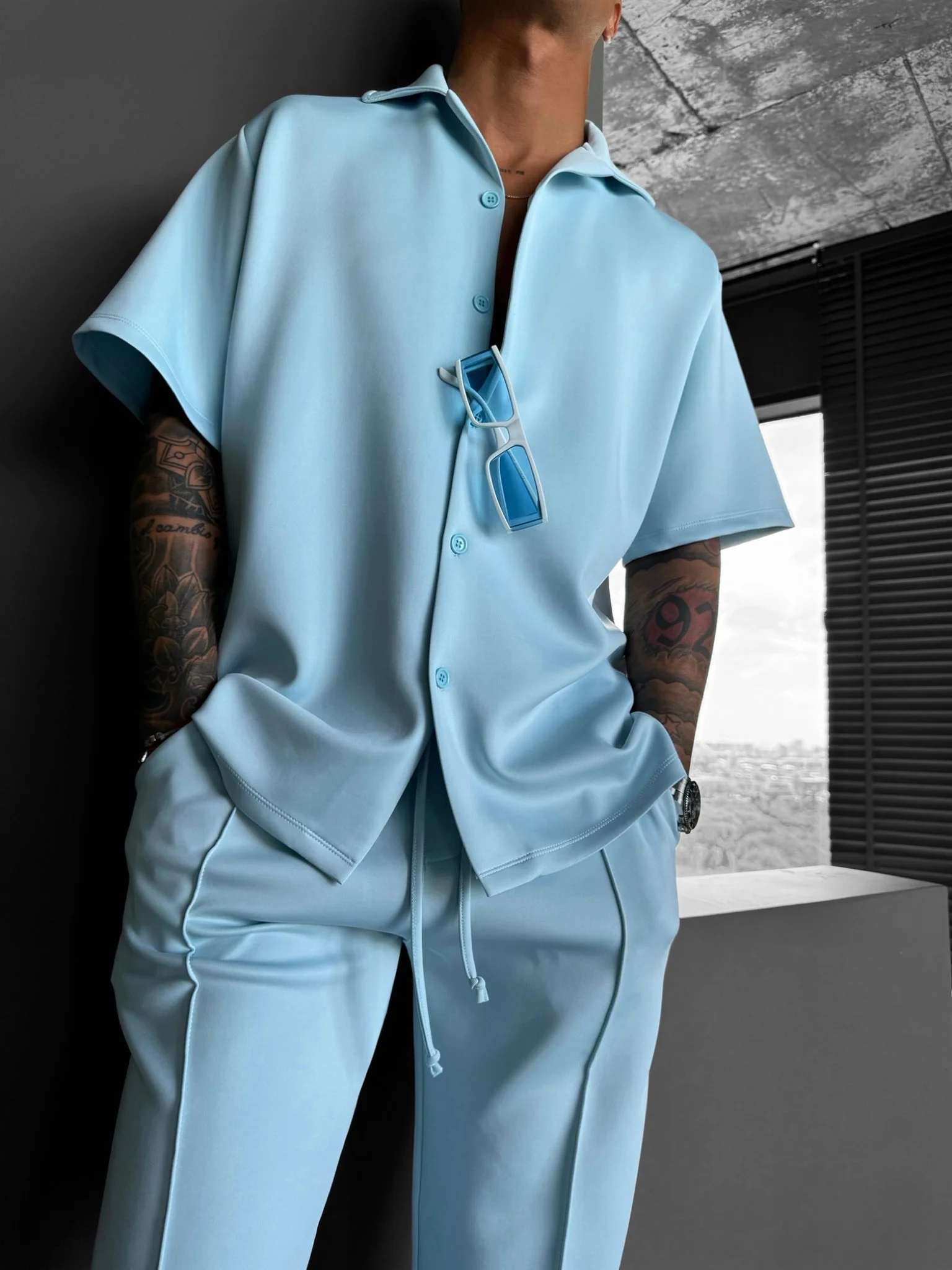 Oversize Diver Shirt - Baby Blue - Image 3