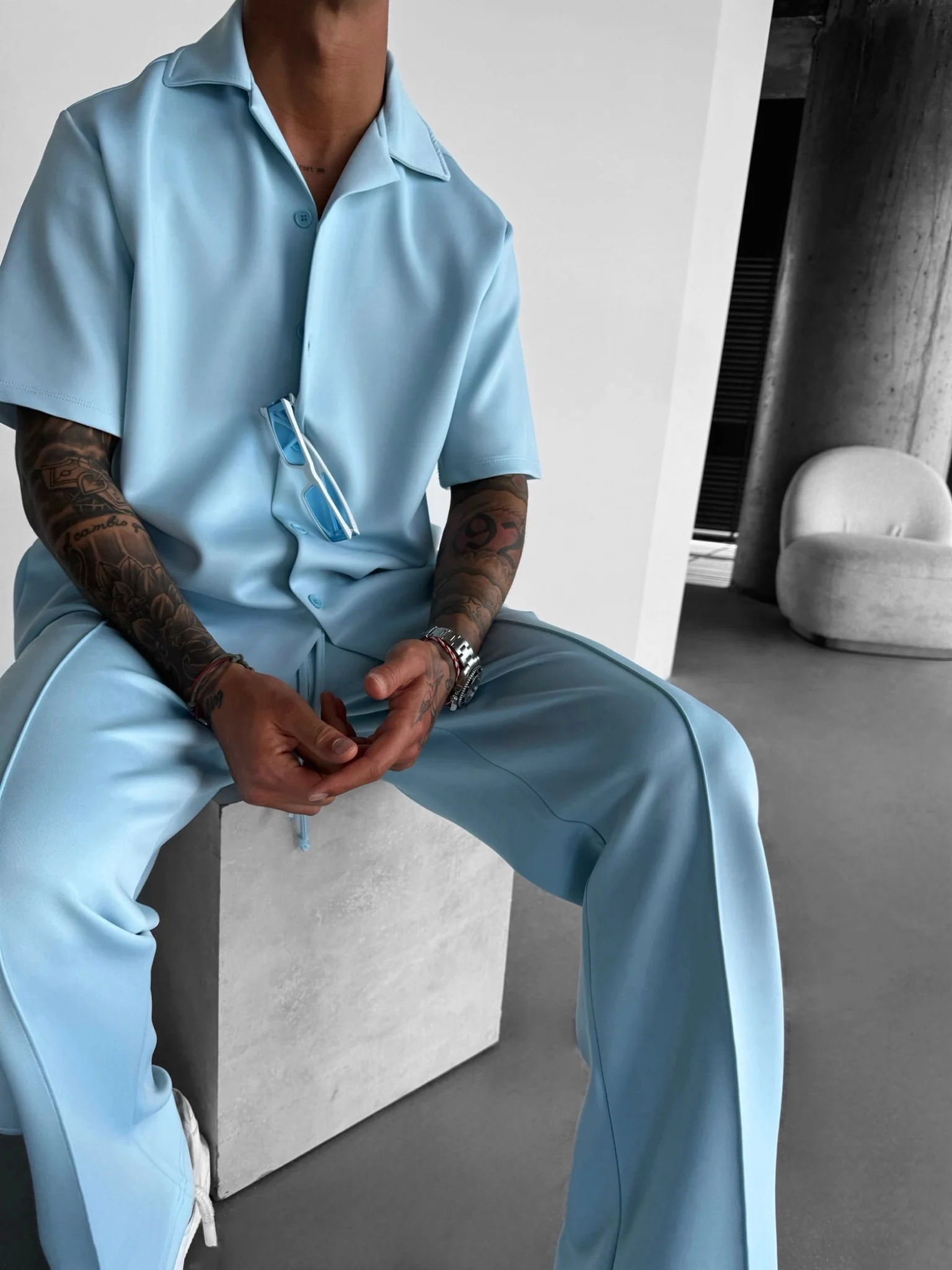Oversize Diver Shirt - Baby Blue - Image 4