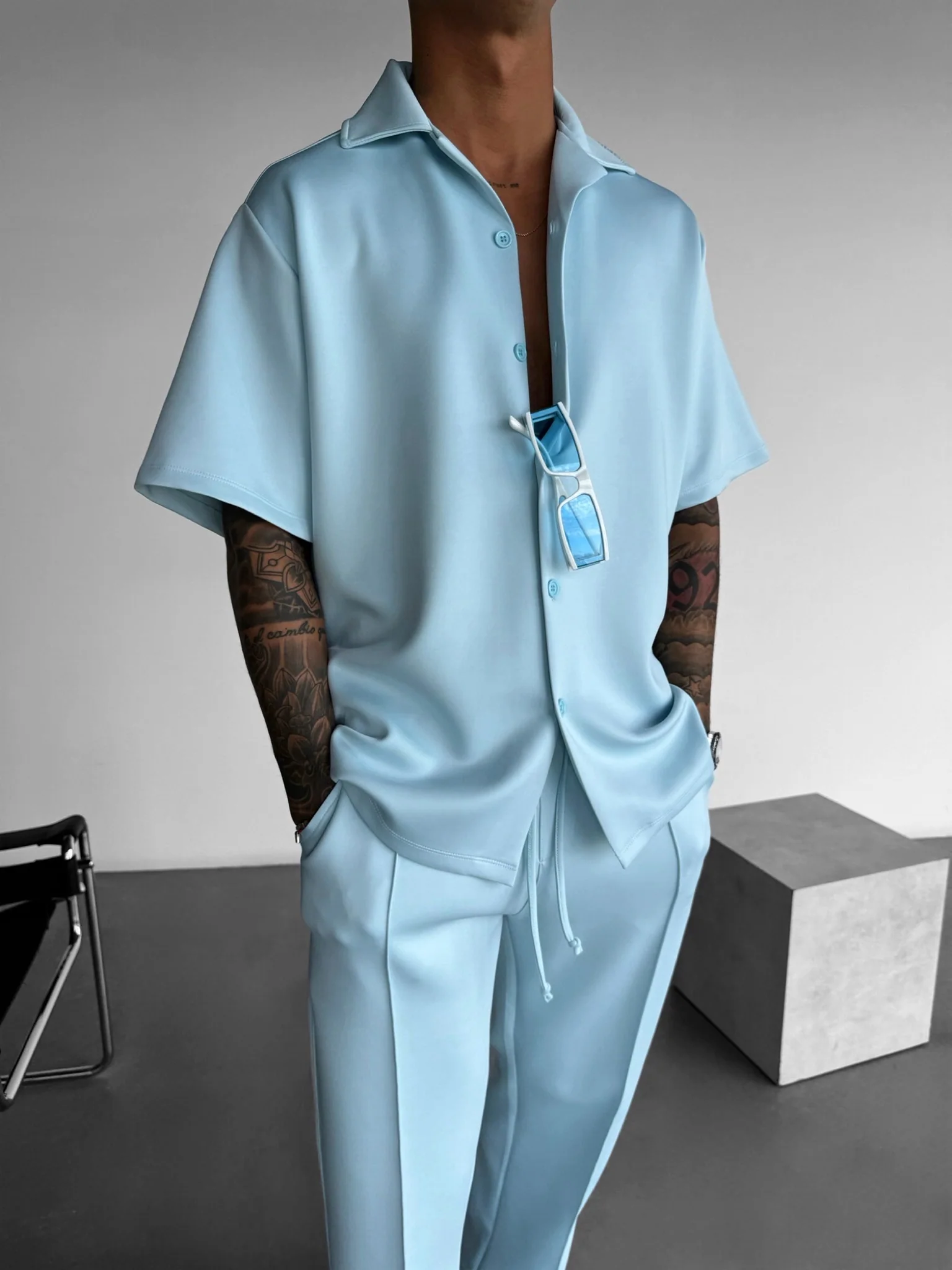 Oversize Diver Shirt - Baby Blue - Image 5