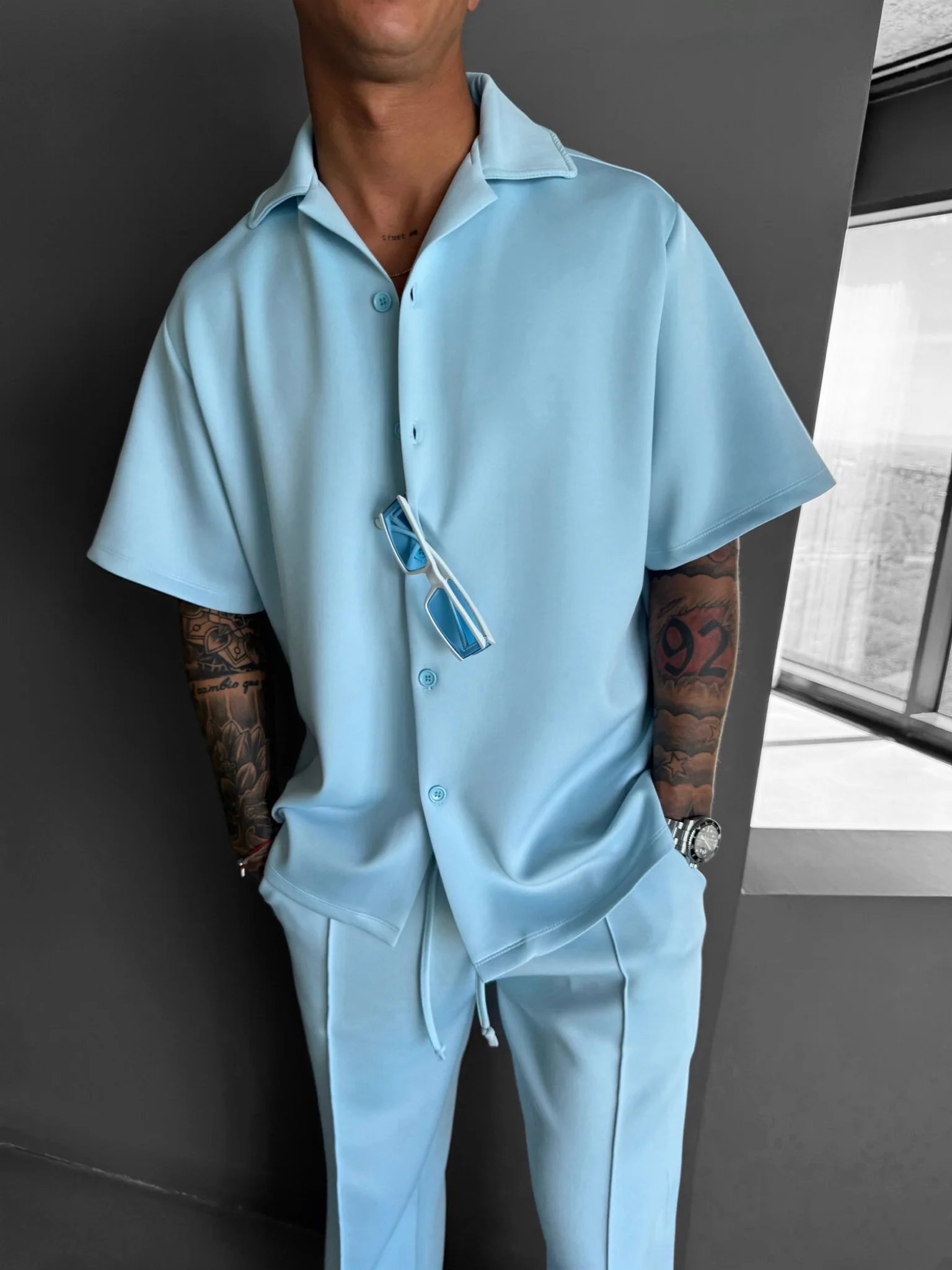 Oversize Diver Shirt - Baby Blue - Image 8